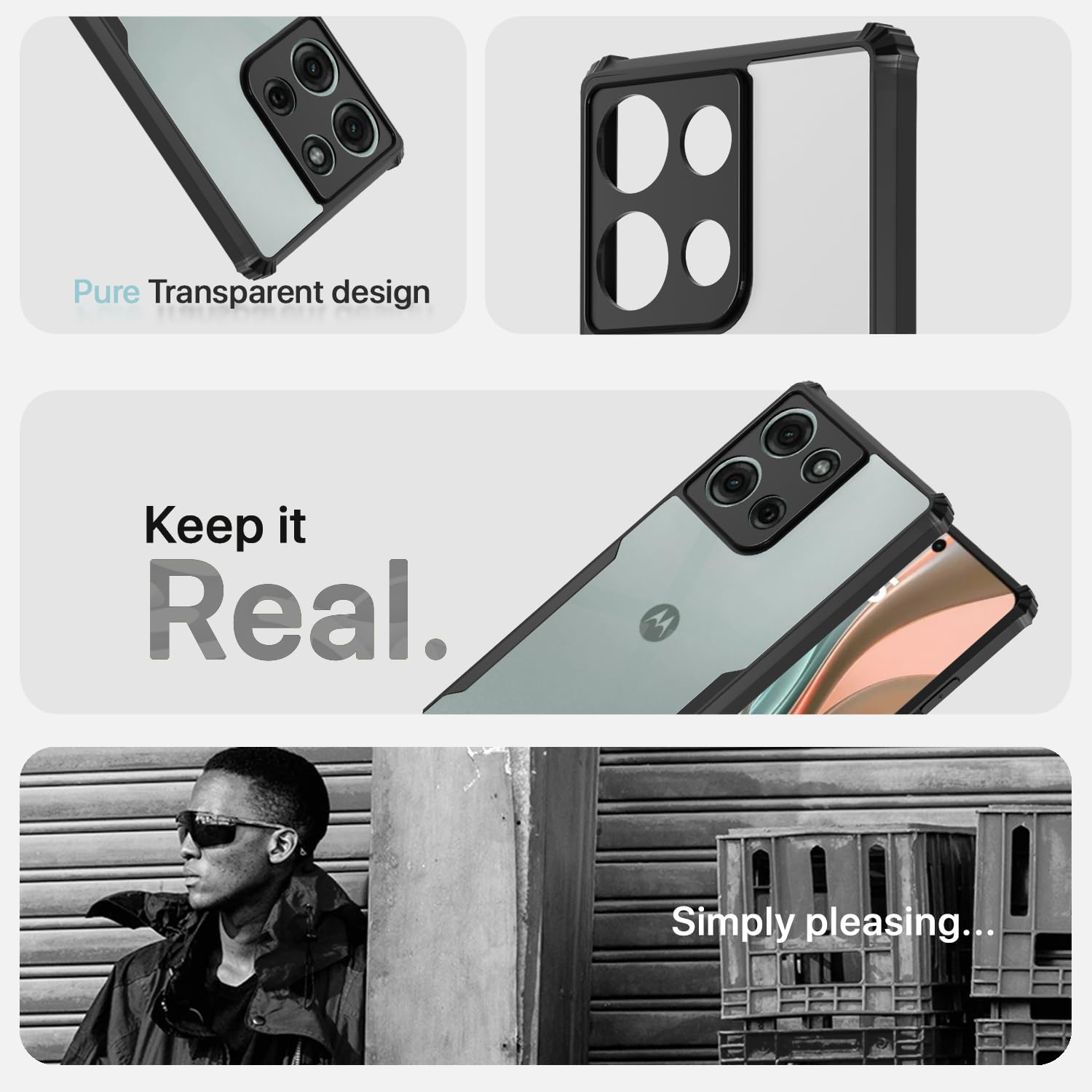 Moto G75 5G Clear phone cover in black by Pikkme – photo 4