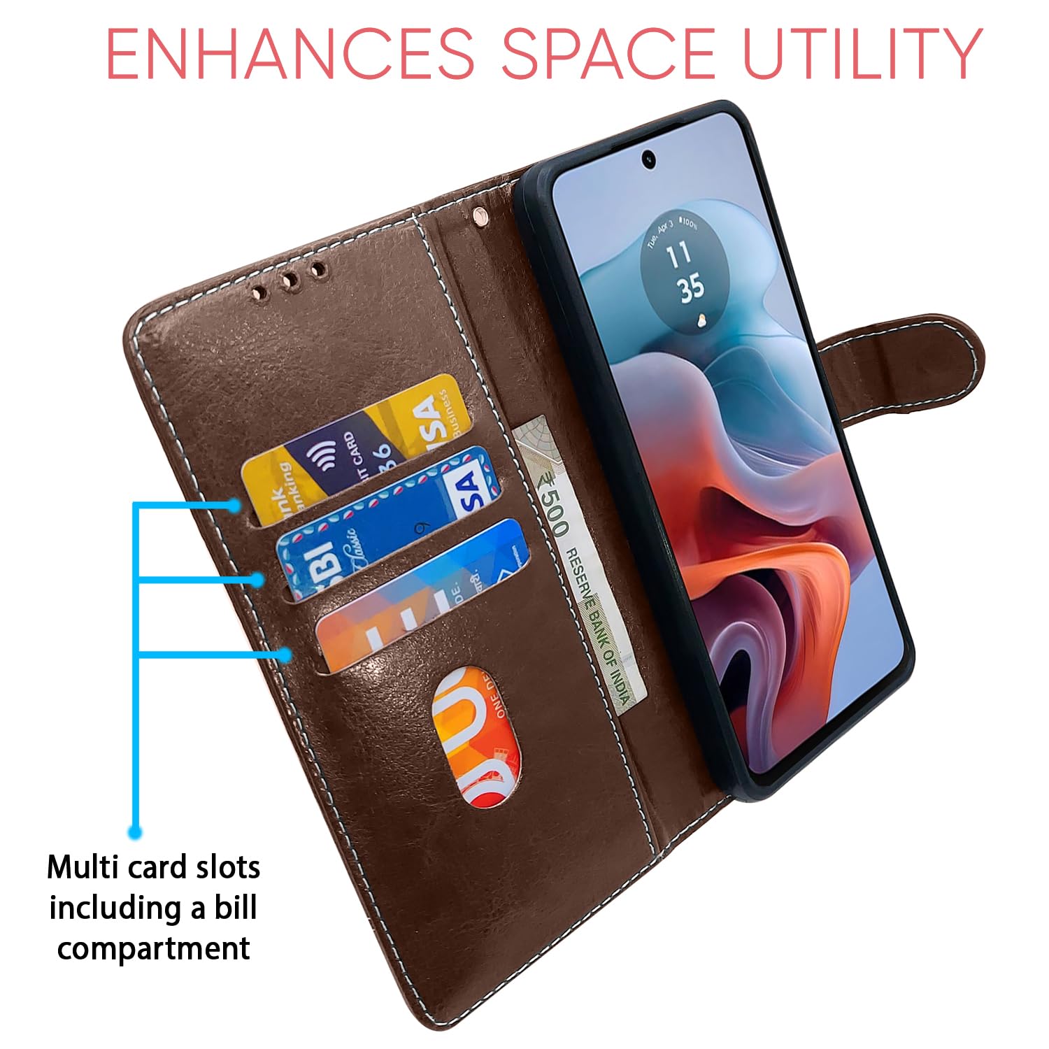 Pikkme brown & coffee flip case for Moto G24 Power – photo 4