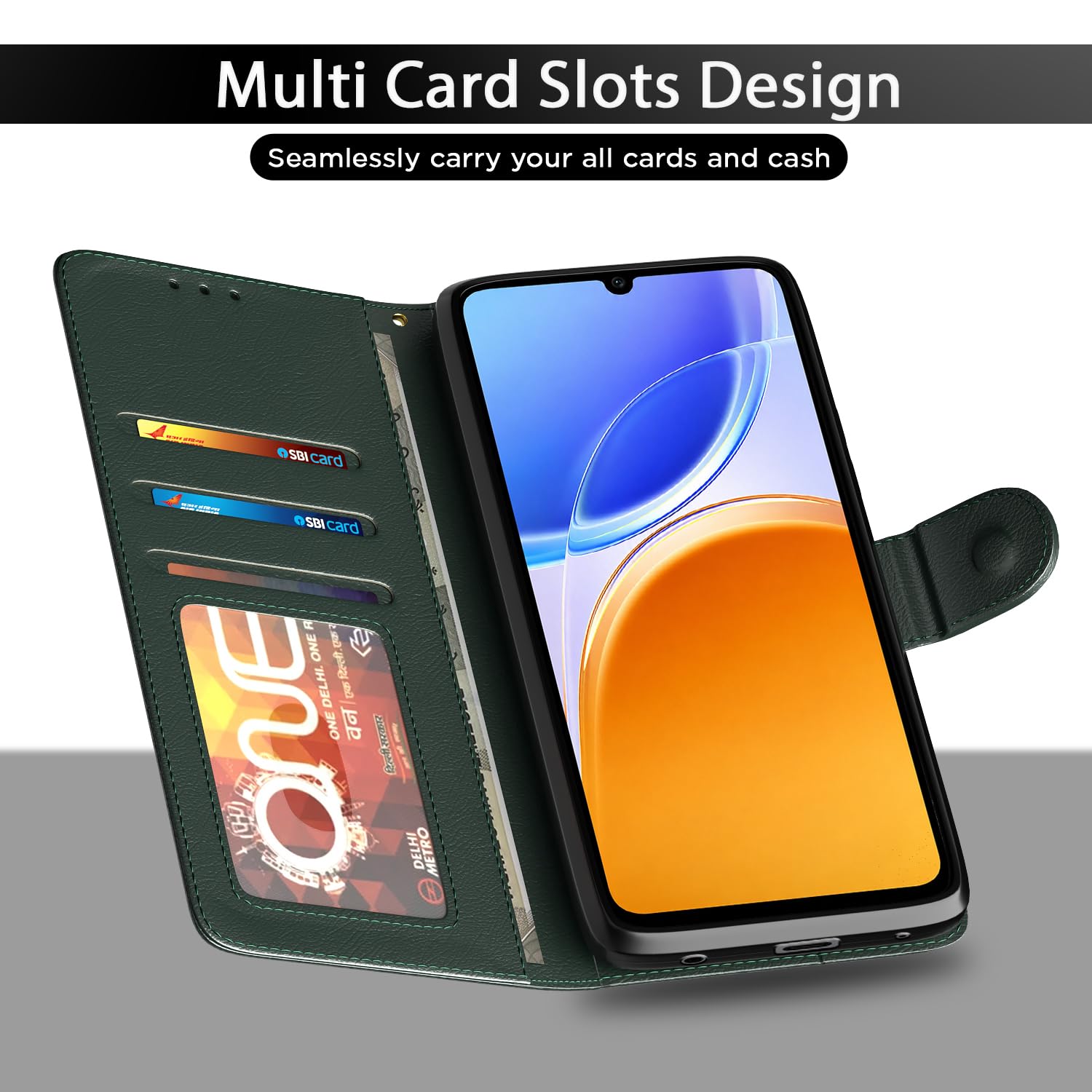 Vivo T5e Wallet flip cover in green by Pikkme – photo 5