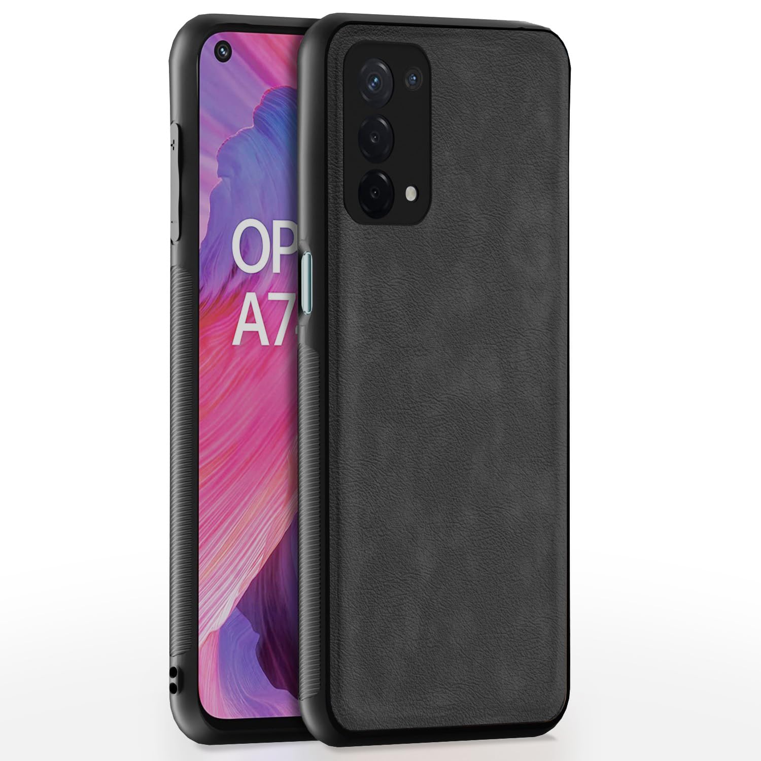 Grey Leather mobile back cover for Oppo A74 5G – Pikkme