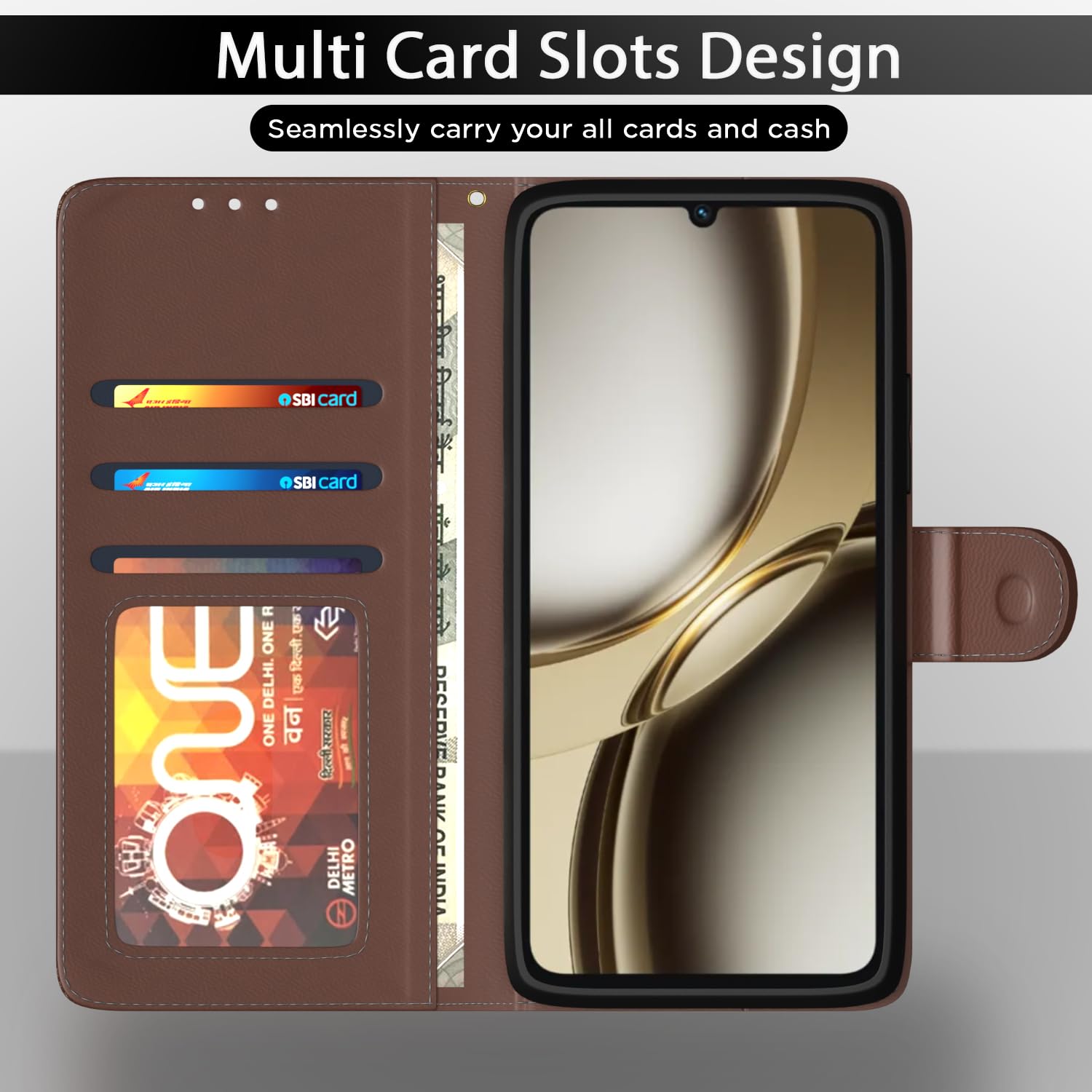 Pikkme tan wallet flip cover for Tecno Spark Go 3 – photo 5
