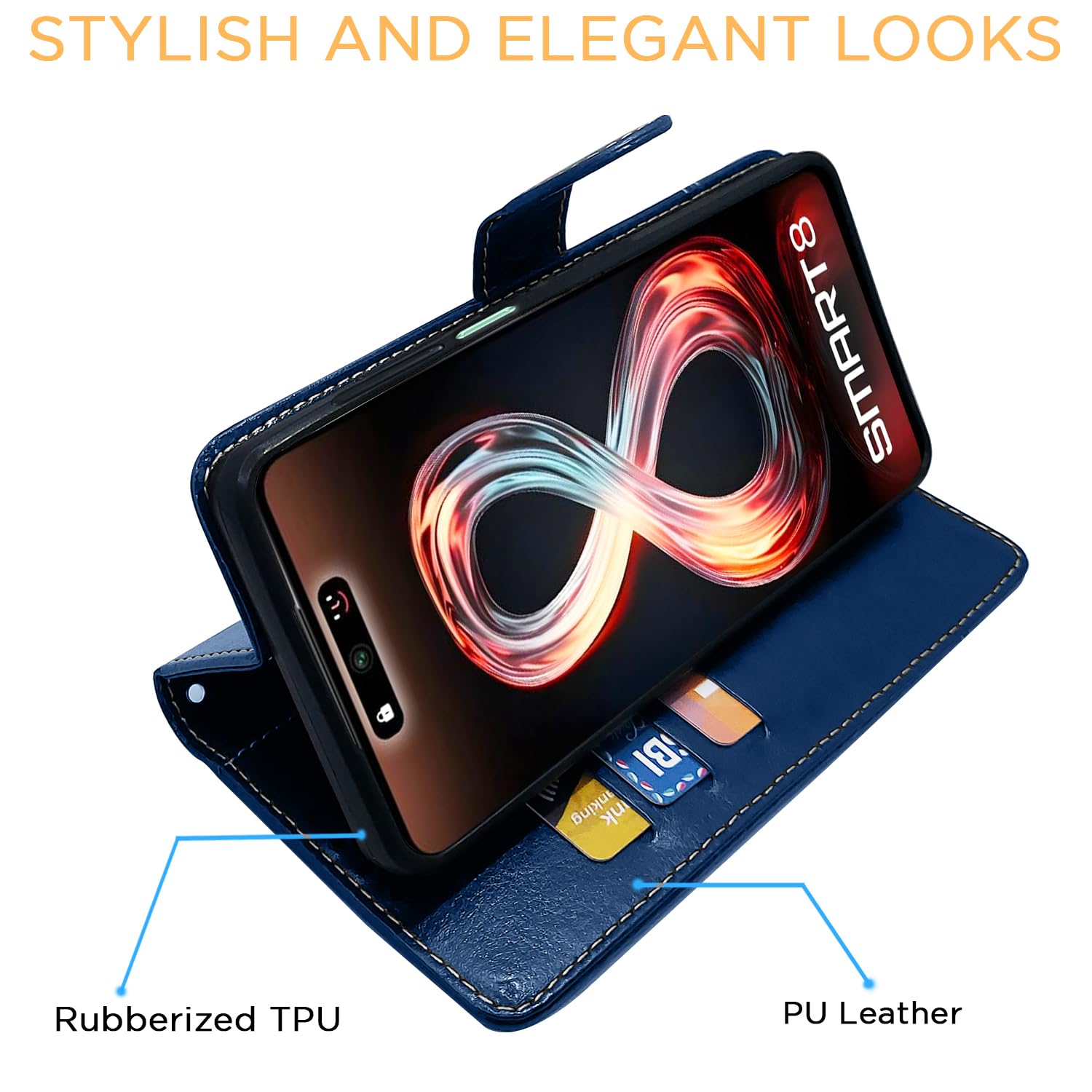 Pikkme Infinix Smart 8 Magnetic blue & brown flip case – photo 5