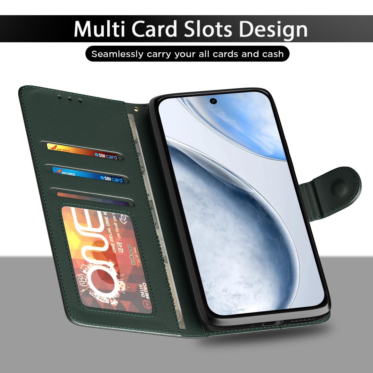Pikkme Vivo X200 FE 5G green wallet flip cover – photo 5