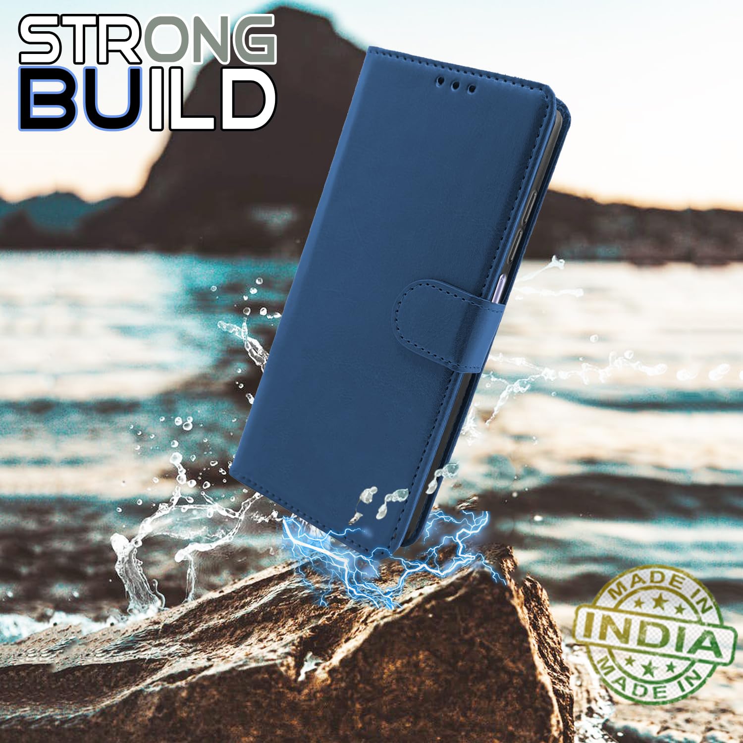 Pikkme Realme Narzo 70x 5G / N65 / Realme 13 / 12 / 12X 5G / C65 Button Flip Cover (Blue)