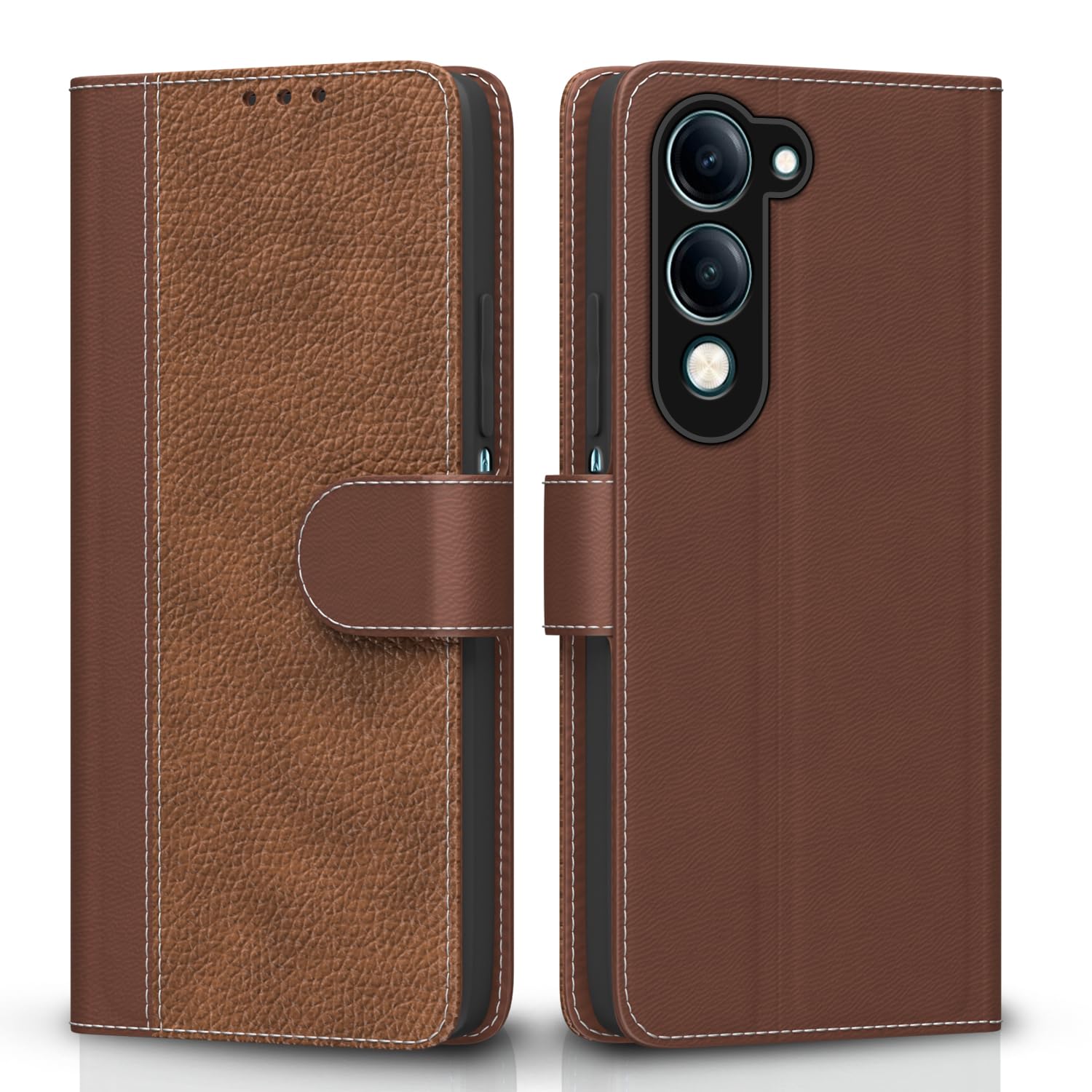 Pikkme Vivo Y19e / Y04 4G / Y29s 5G Contrast Flip Cover - Tan