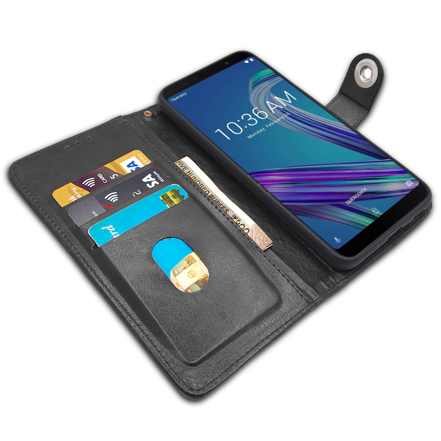 Pikkme button black Wallet wallet flip cover for Asus – photo 3
