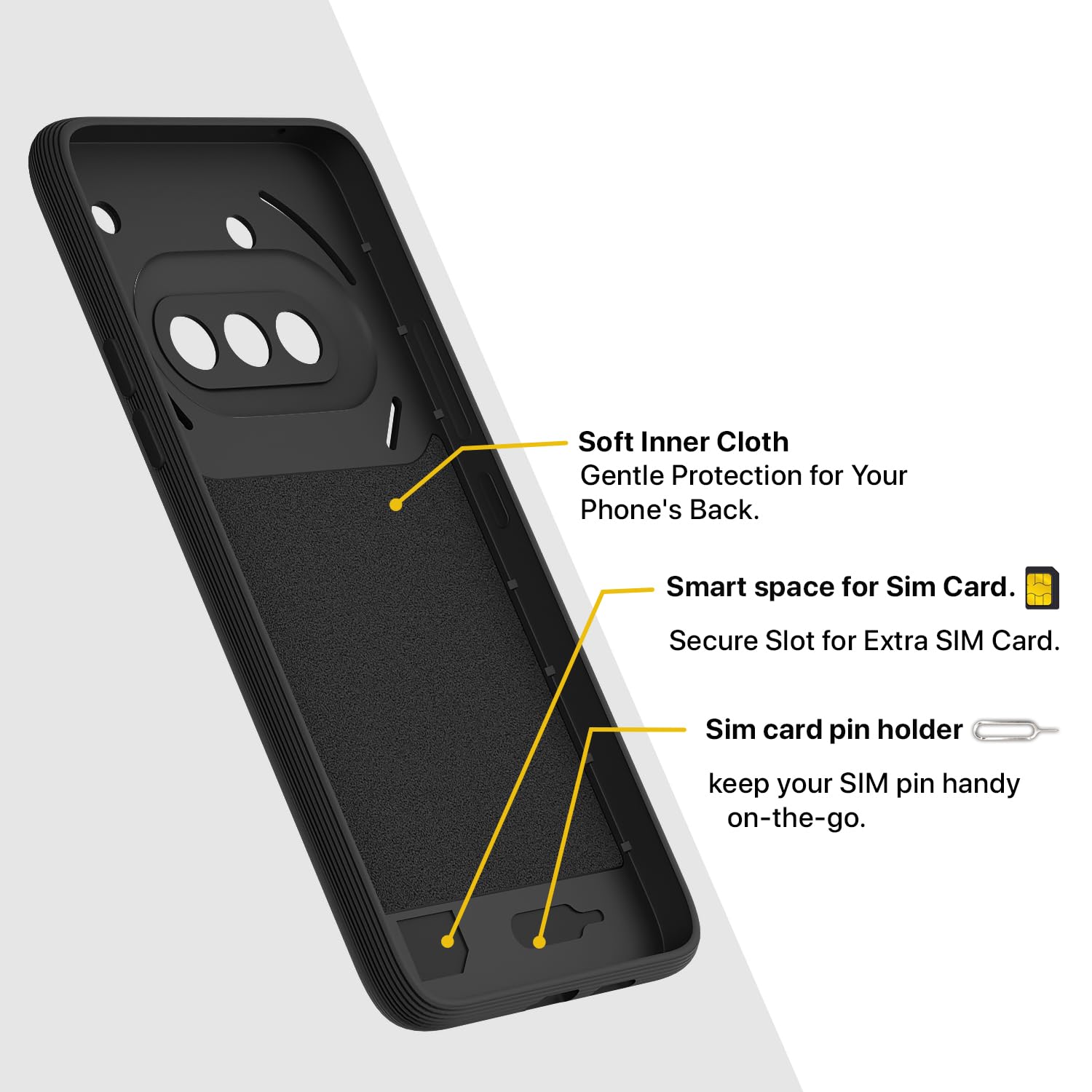 Pikkme Nothing Phone 3a 5G Shockproof Soft Flexible Gencase Back Cover (Black)