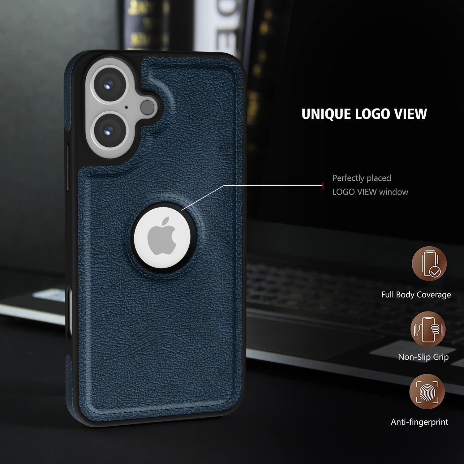 Pikkme iPhone 16 Plus Leather Back Case | Blue