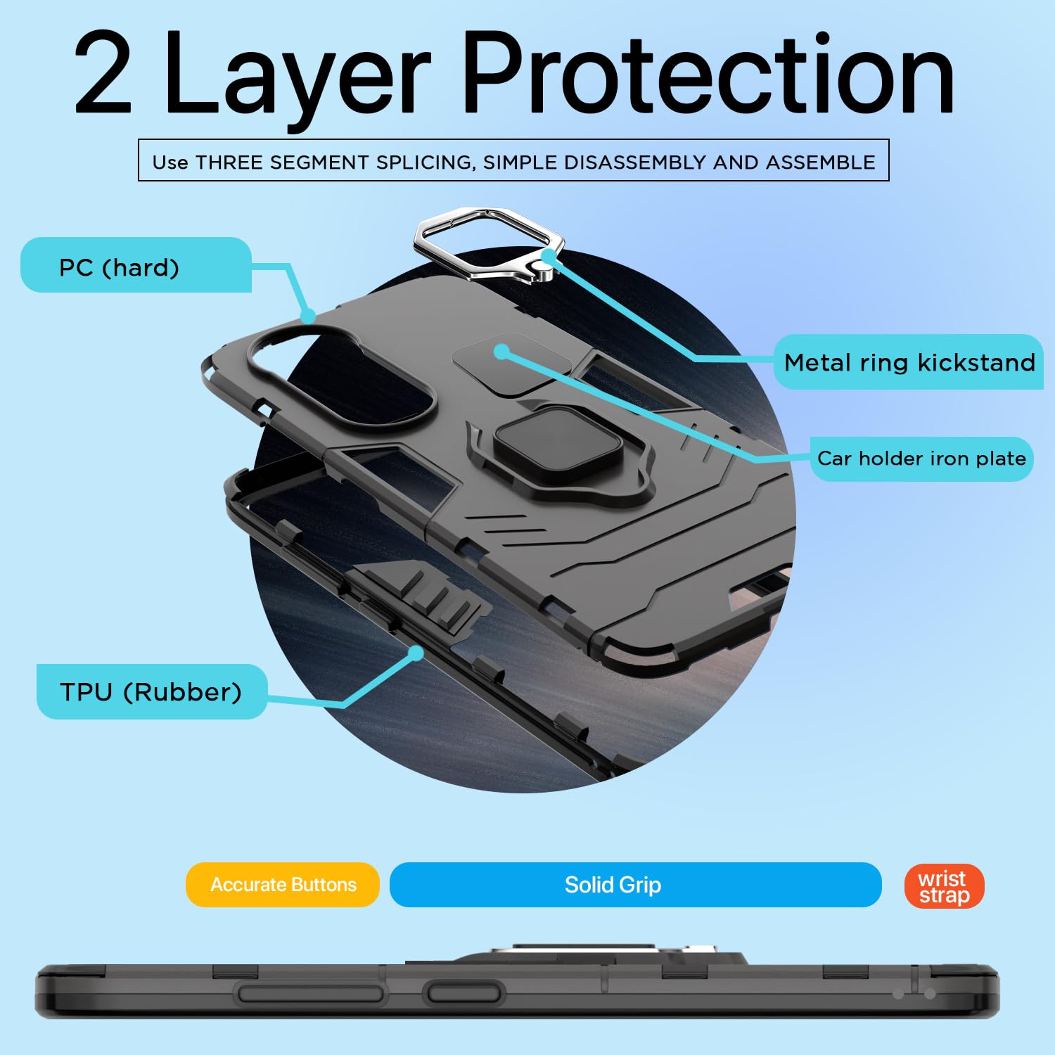 Pikkme Vivo V50 5G D5 Tough Armor Bumper Cover (Black)