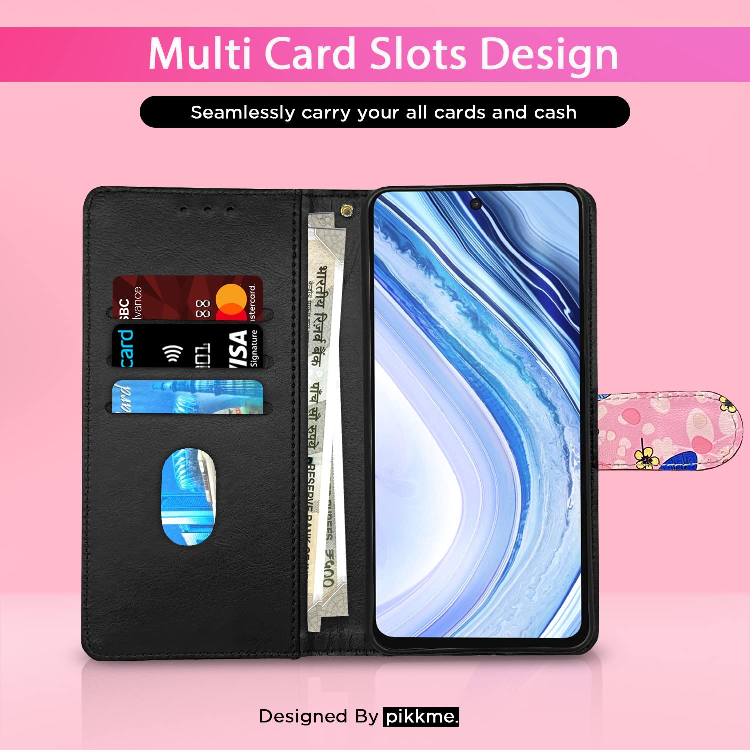 Redmi Note 9 Pro/Note 9 Pro Max/Poco M2 Pro/Note 10 Lite Flower flip case in pink by Pikkme – photo 2