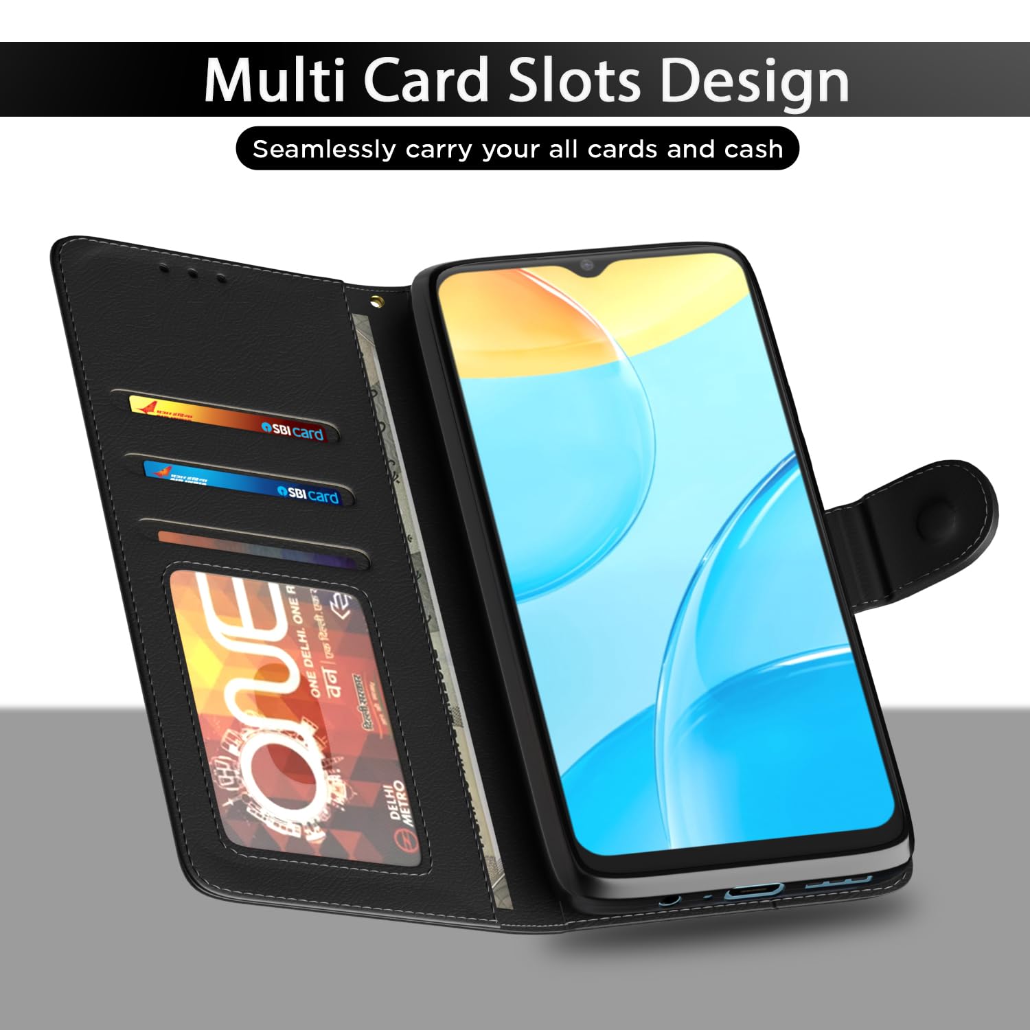 Black Wallet flip cover for Oppo A15/A15s – Pikkme – photo 5