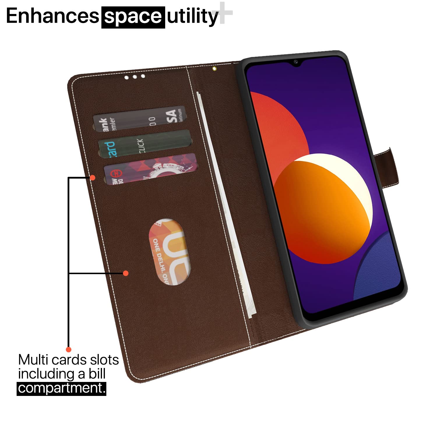 Brown & coffee Magnetic mobile flip cover for Samsung M12/A12/F12 – Pikkme – photo 2