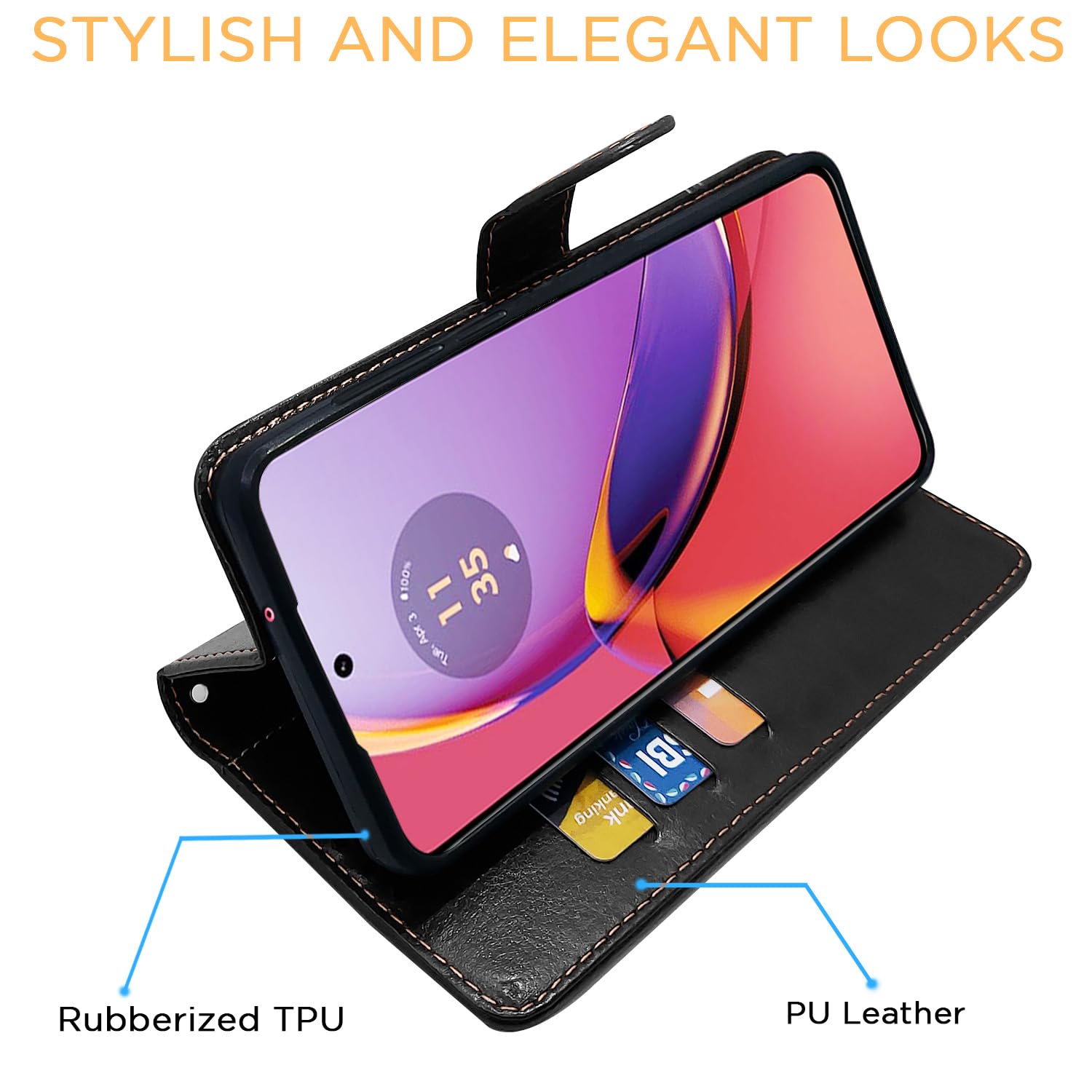 Pikkme Moto G84 5G black & brown flip case – photo 5