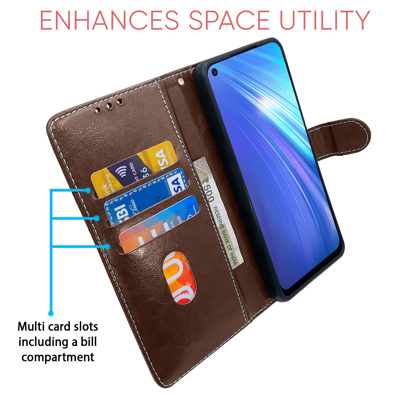 Brown & coffee Magnetic flip case for Realme 6/6i – Pikkme – photo 3