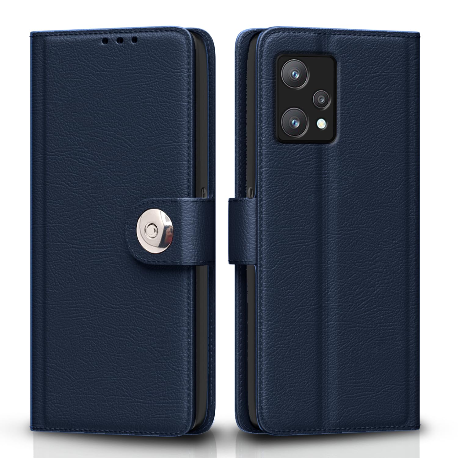 Pikkme Realme 9 Pro Button blue mobile flip cover