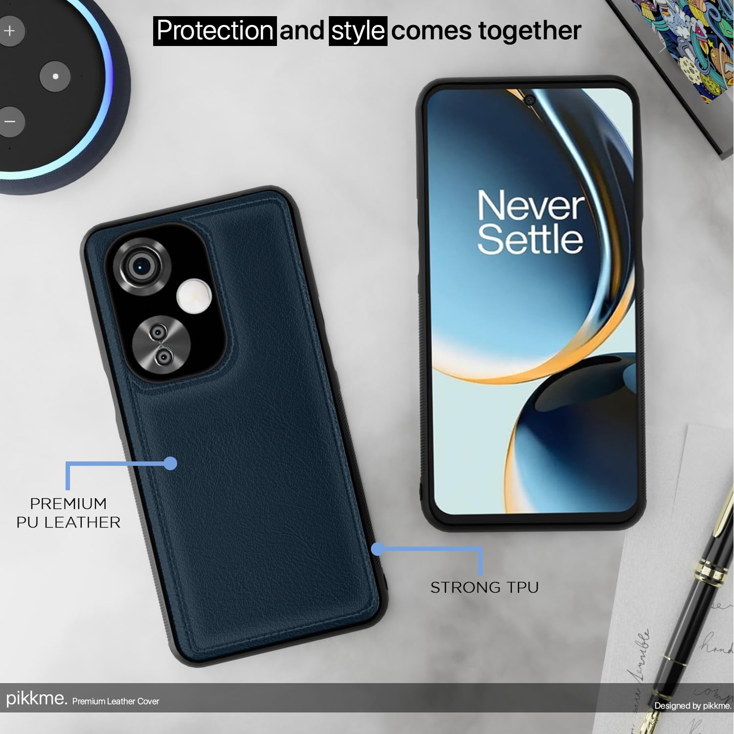Pikkme OnePlus Nord CE 3 Lite 5G Leatherback Back Case | Blue