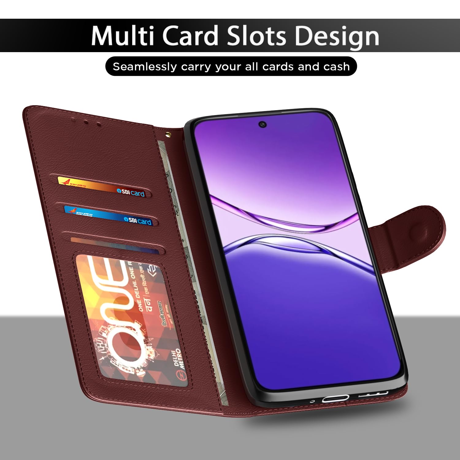 Pikkme Oppo F29 Pro 5G Vintage Flip Cover (Brown)