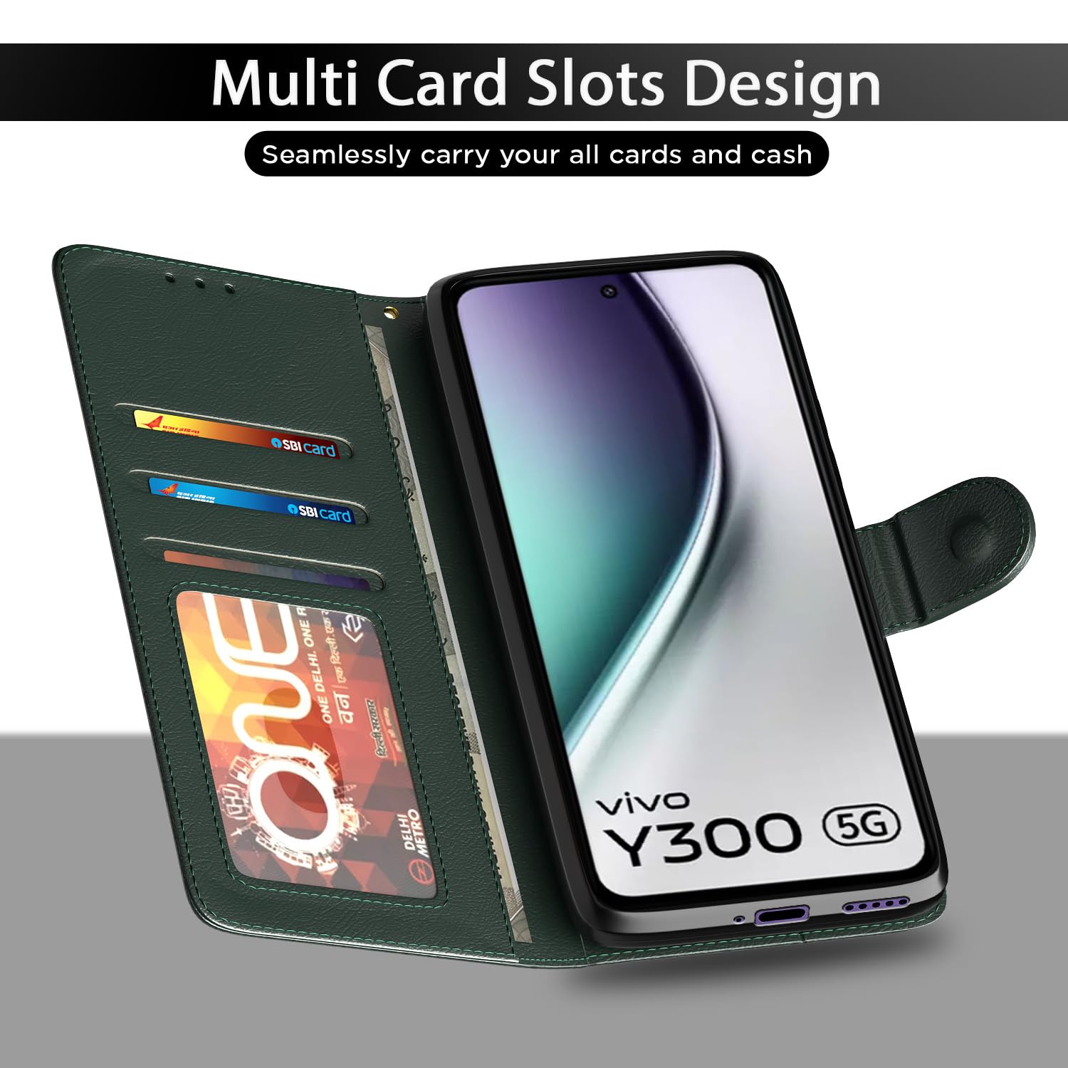 Vivo Y300 5G flip case in green by Pikkme – photo 5