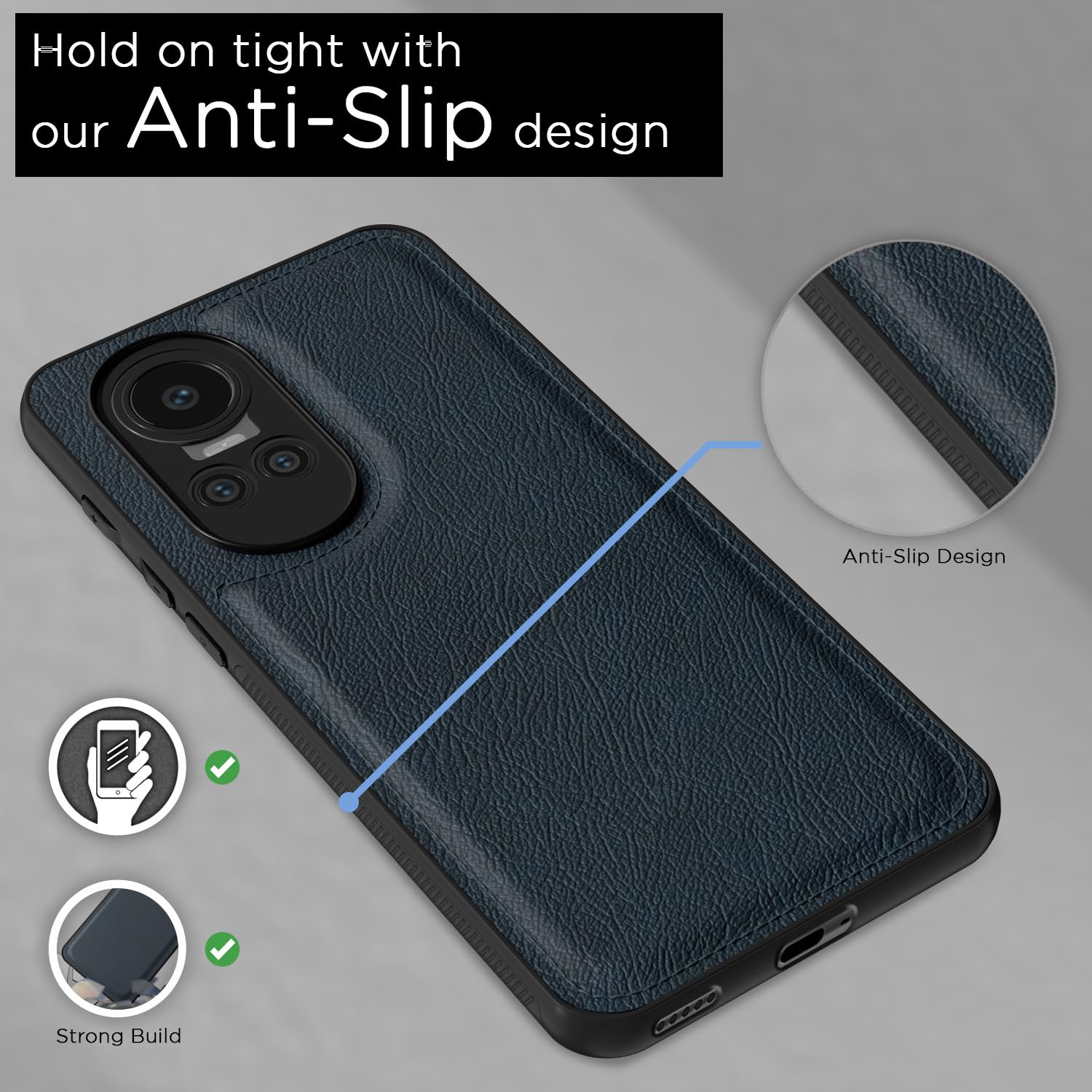 Pikkme Oppo Reno 10 5G Leatherback Back Case | Blue