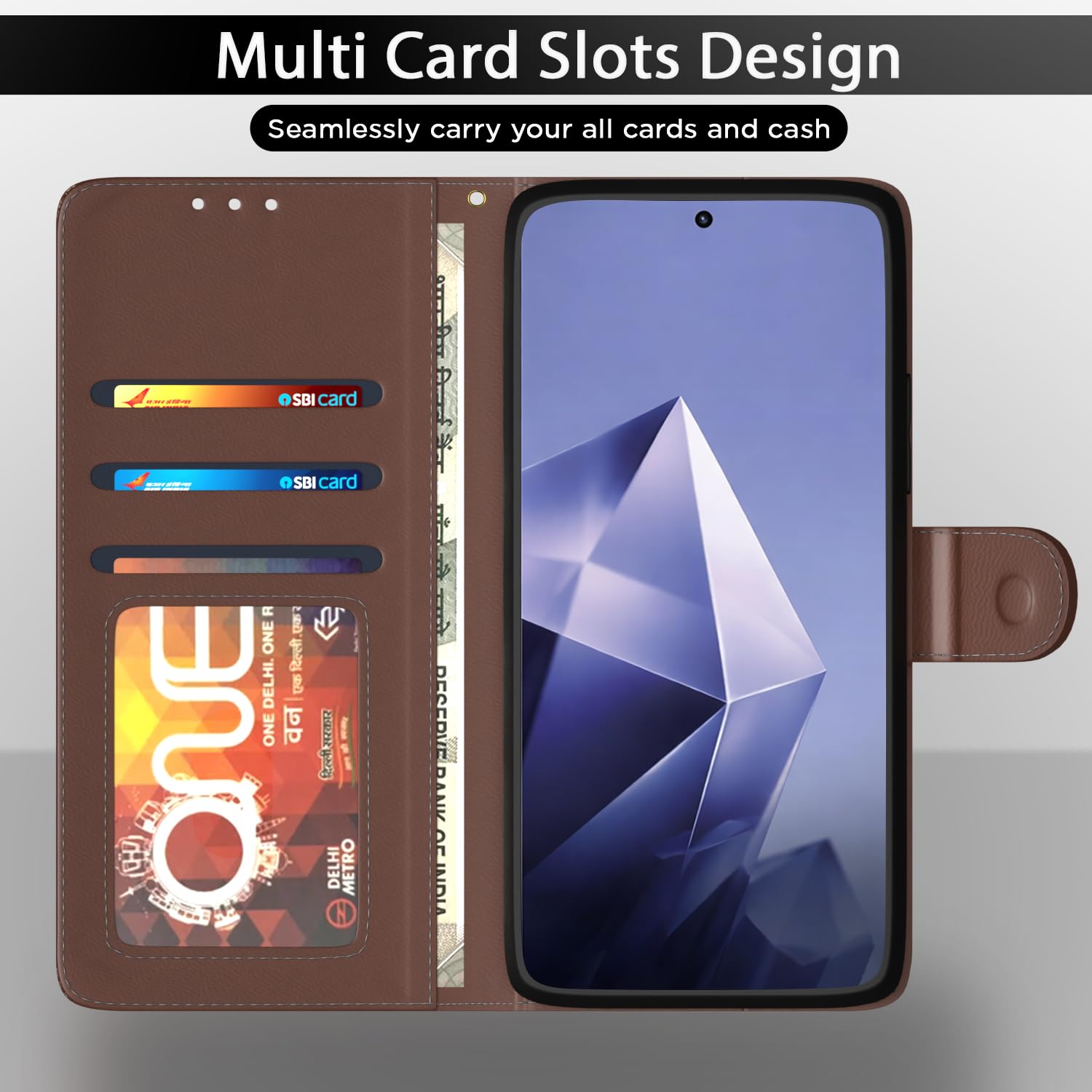 Pikkme Infinix Note 50s 5G tan flip cover – photo 5