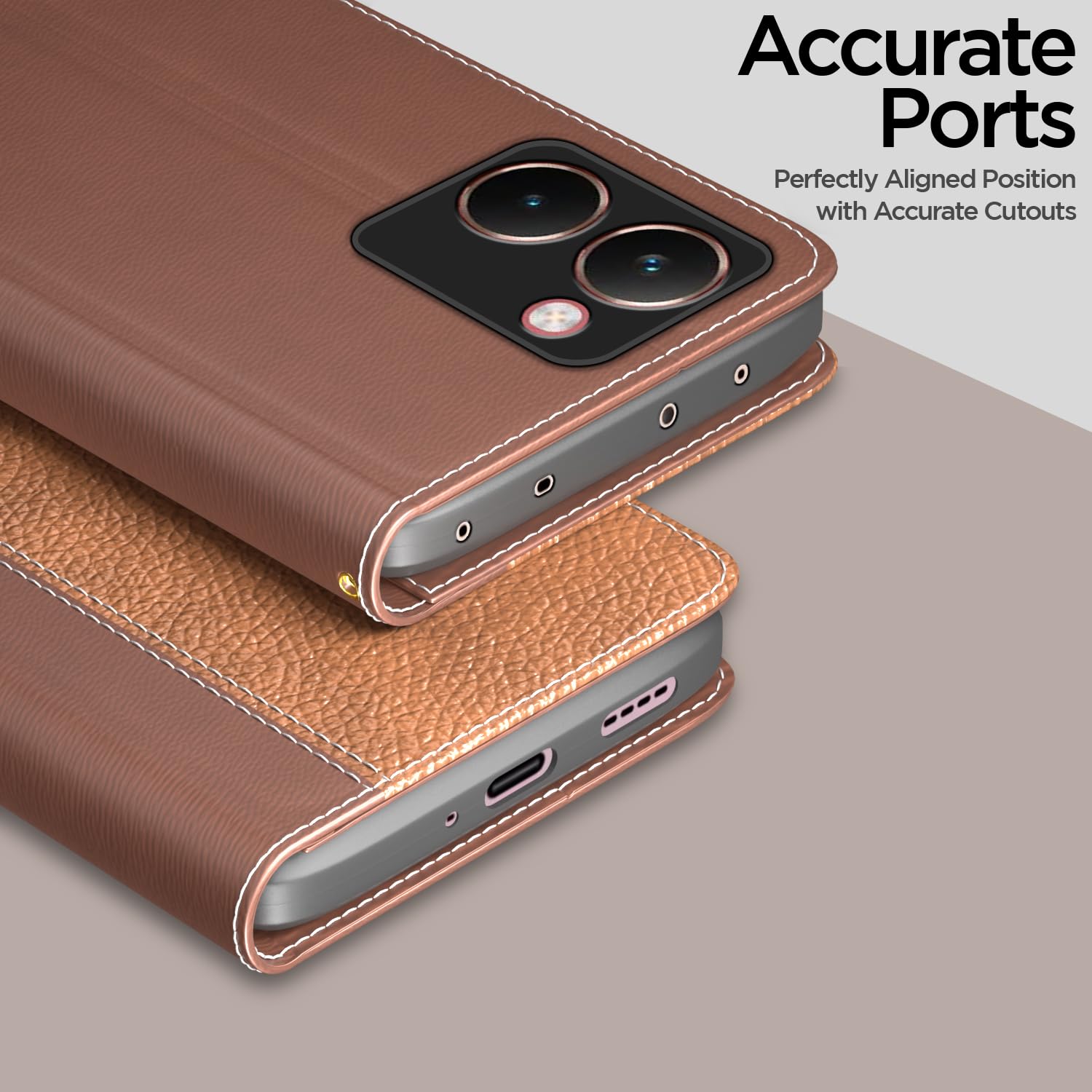 Pikkme Realme P3 Ultra 5G Contrast Flip Cover (Tan)