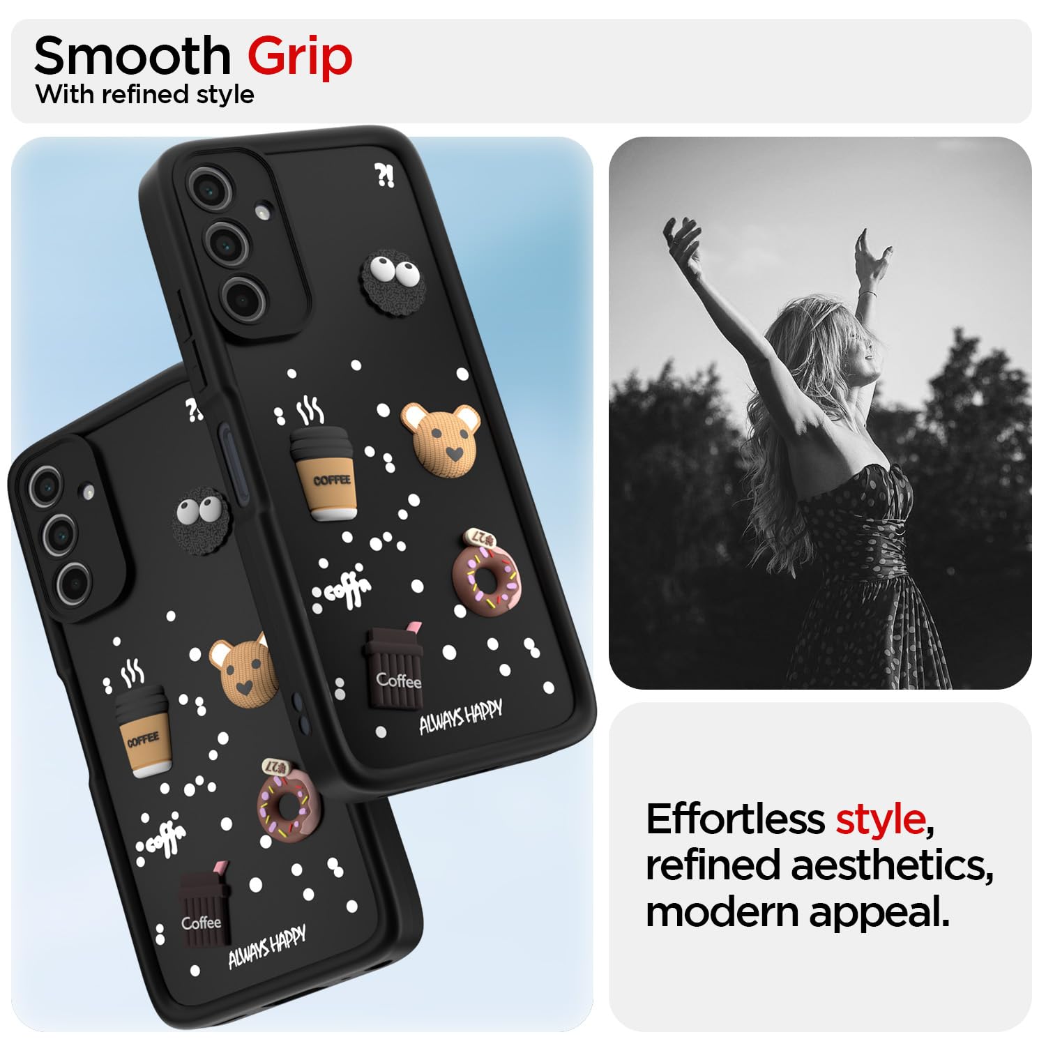 Pikkme Samsung Galaxy M35 5G Cute Fun Cartoon 3D Bear Silicone Back Cover (Black)
