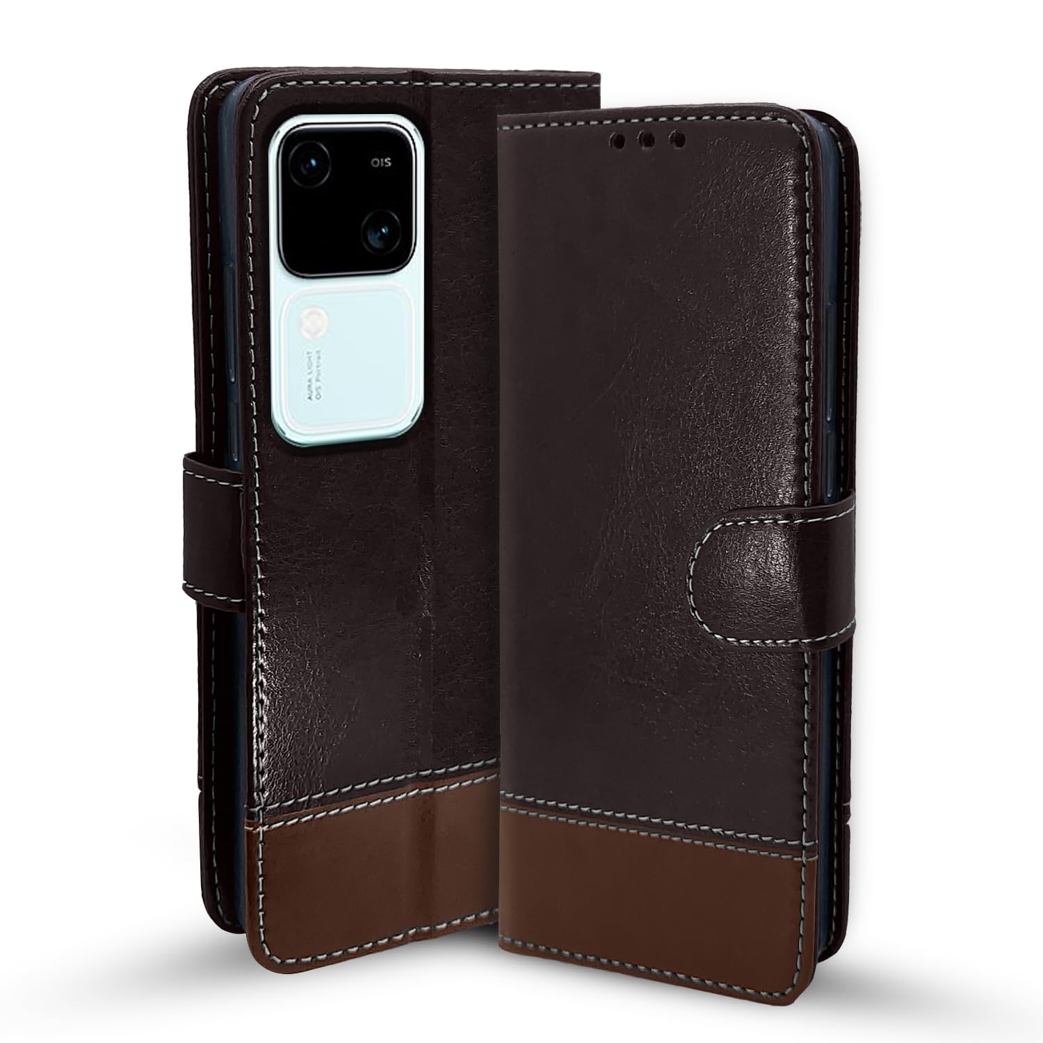 Coffee & brown wallet flip cover for Vivo V30 5G – Pikkme