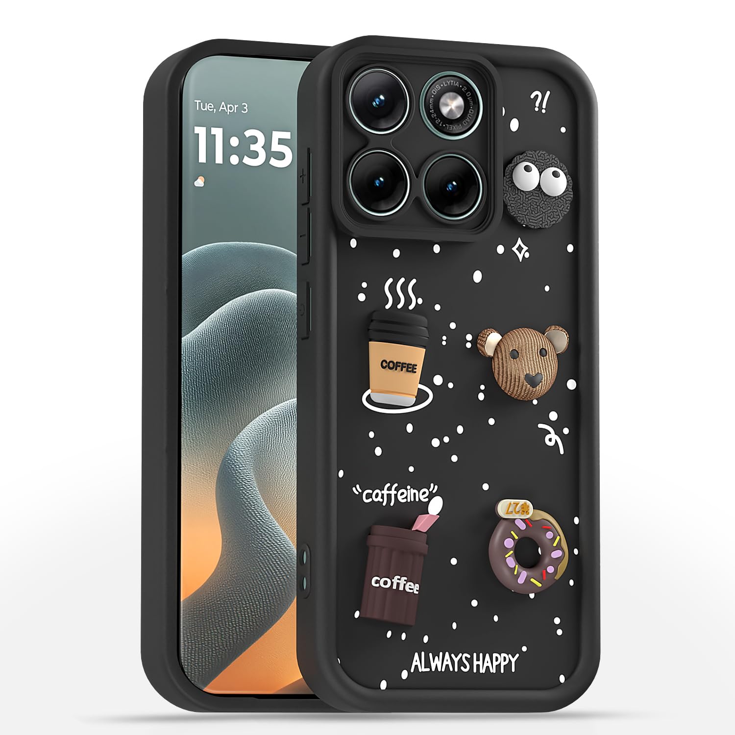 Moto Edge 70 Fusion 5G/3D Silicone phone cover in black by Pikkme