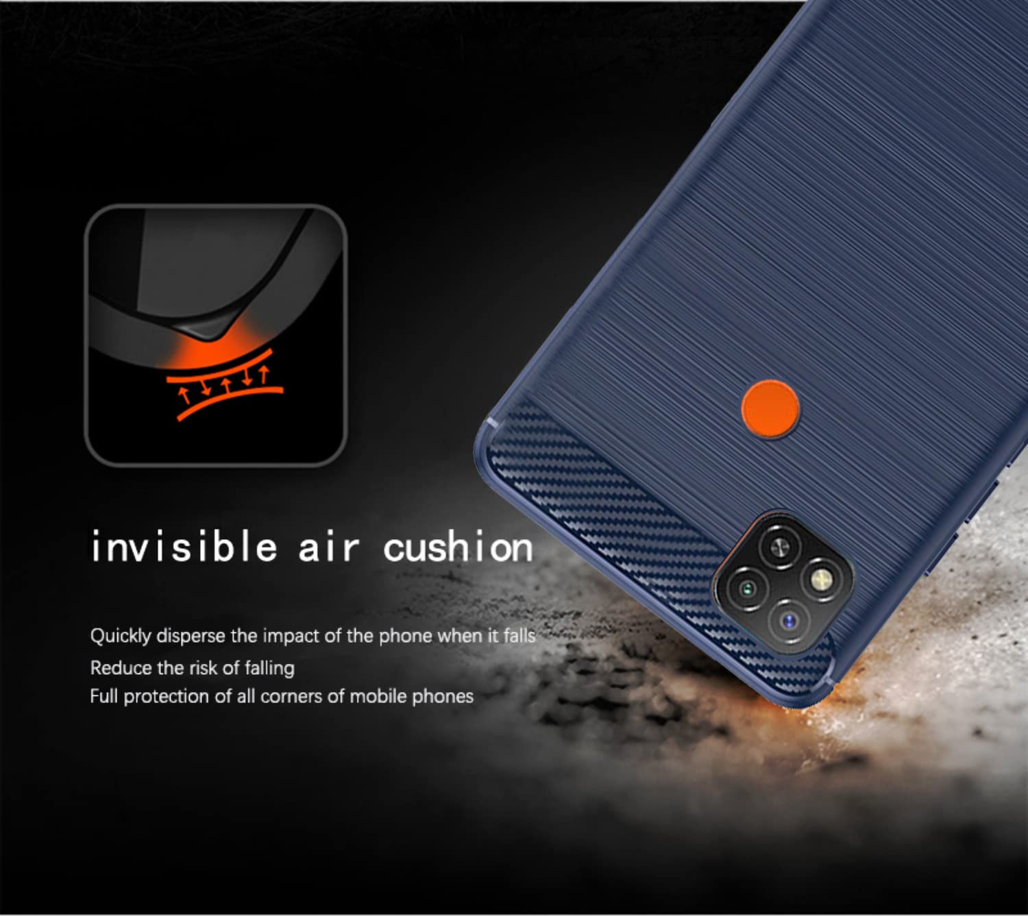Pikkme Mi Redmi 10A / Redmi 9 / Redmi 9 Activ / 9C / Poco C31 Hybrid Carbon Fiber Back Cover | Blue