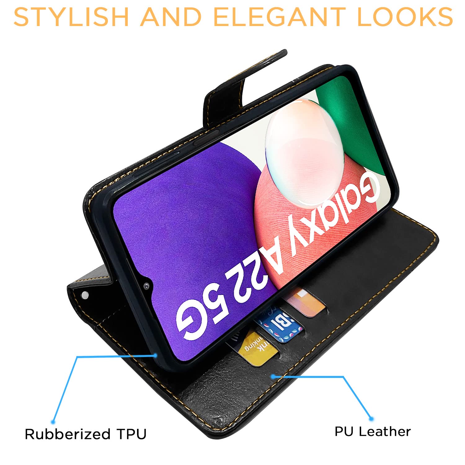 Pikkme black & brown Magnetic wallet flip cover for Samsung F42/A22 5G – photo 5