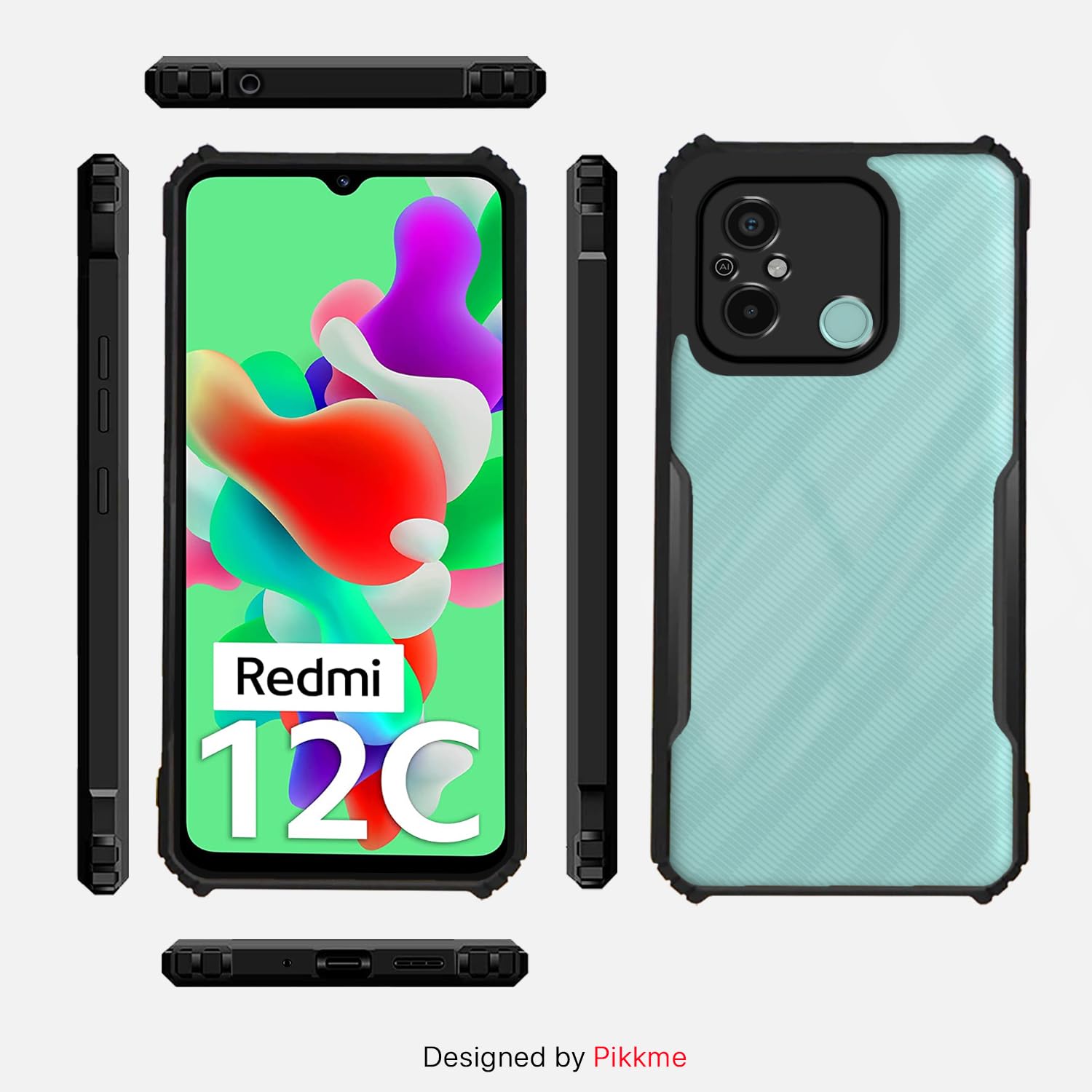 Thermoplastic polyurethane, black Clear mobile back cover for Redmi 12C/Poco C55 – Pikkme – photo 3