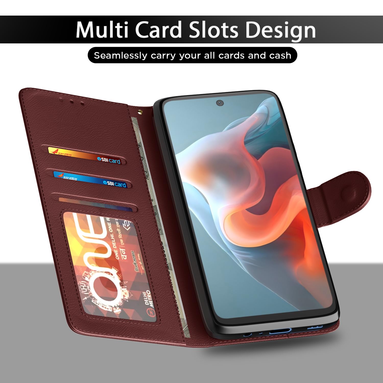 Pikkme Moto G34 / G45 5G Vintage Flip Cover (Brown)