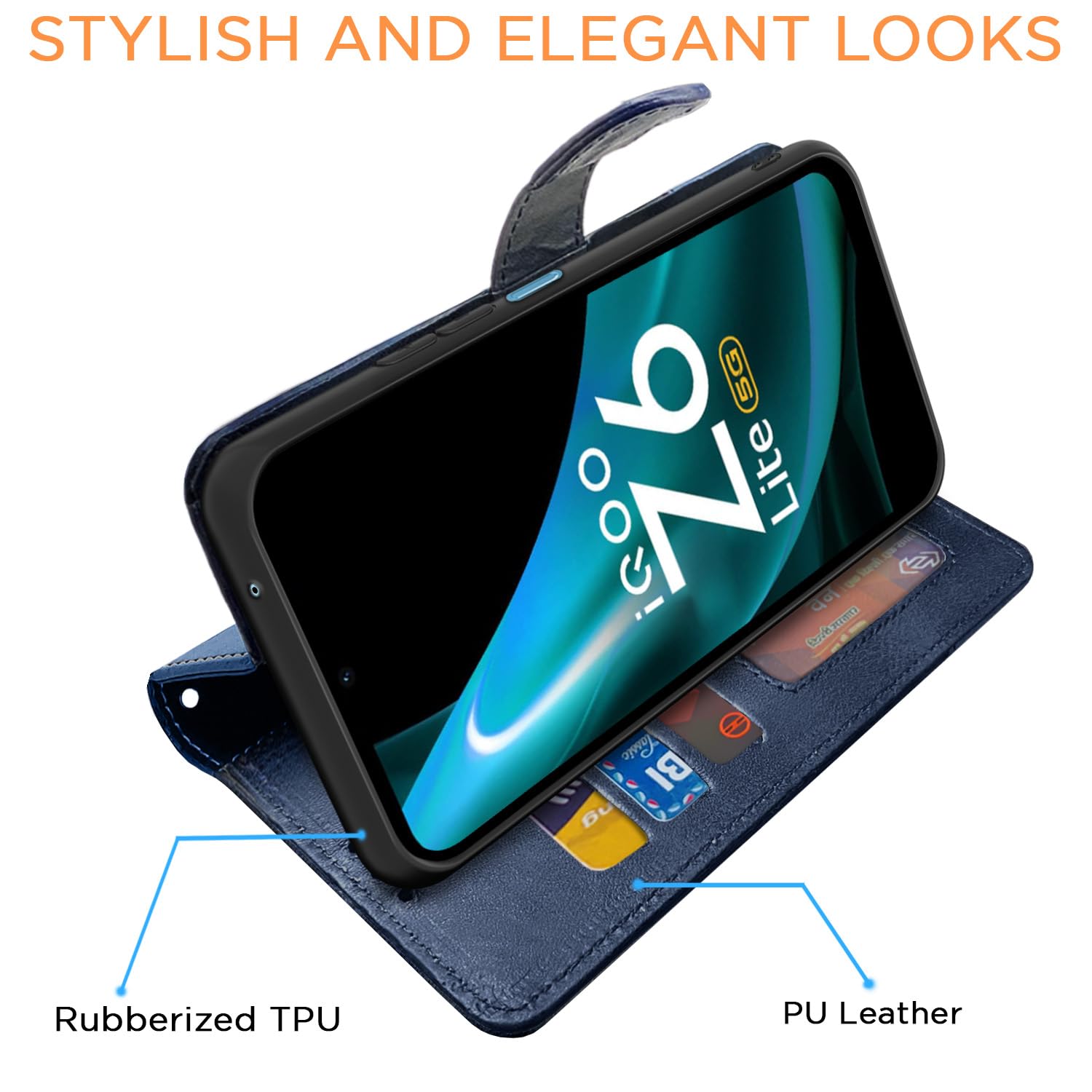Pikkme navy & light blue flip case for iQOO Z6 Lite 5G – photo 5