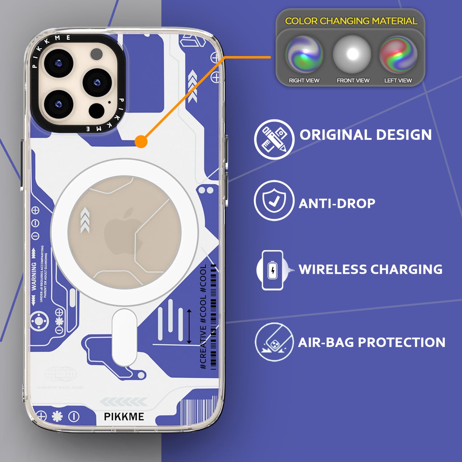 Pikkme iPhone 12 Pro Max Printmagsafe Back Cover (Blue)