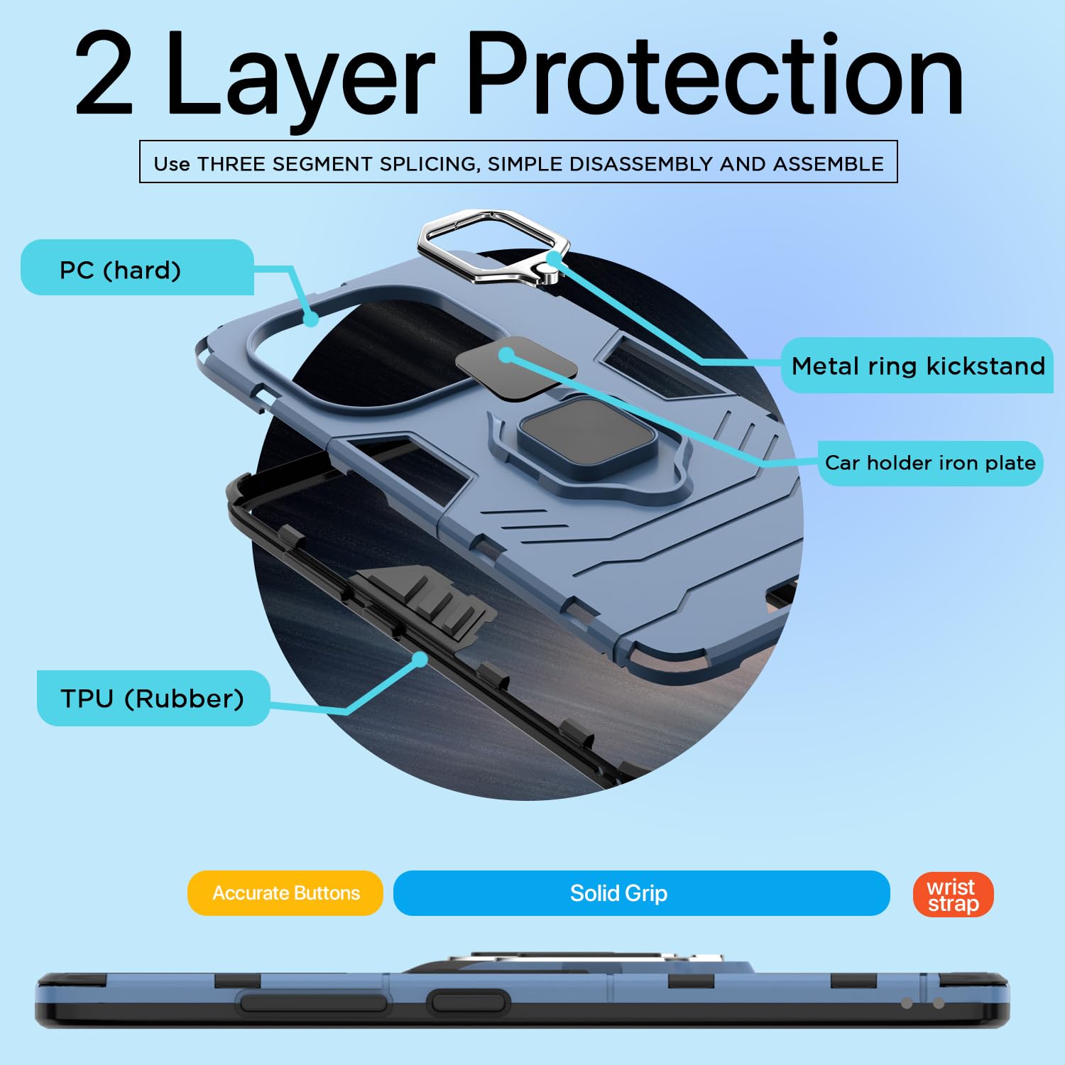 Blue D5 Tough Armor back cover for iQOO 13 5G – Pikkme – photo 4