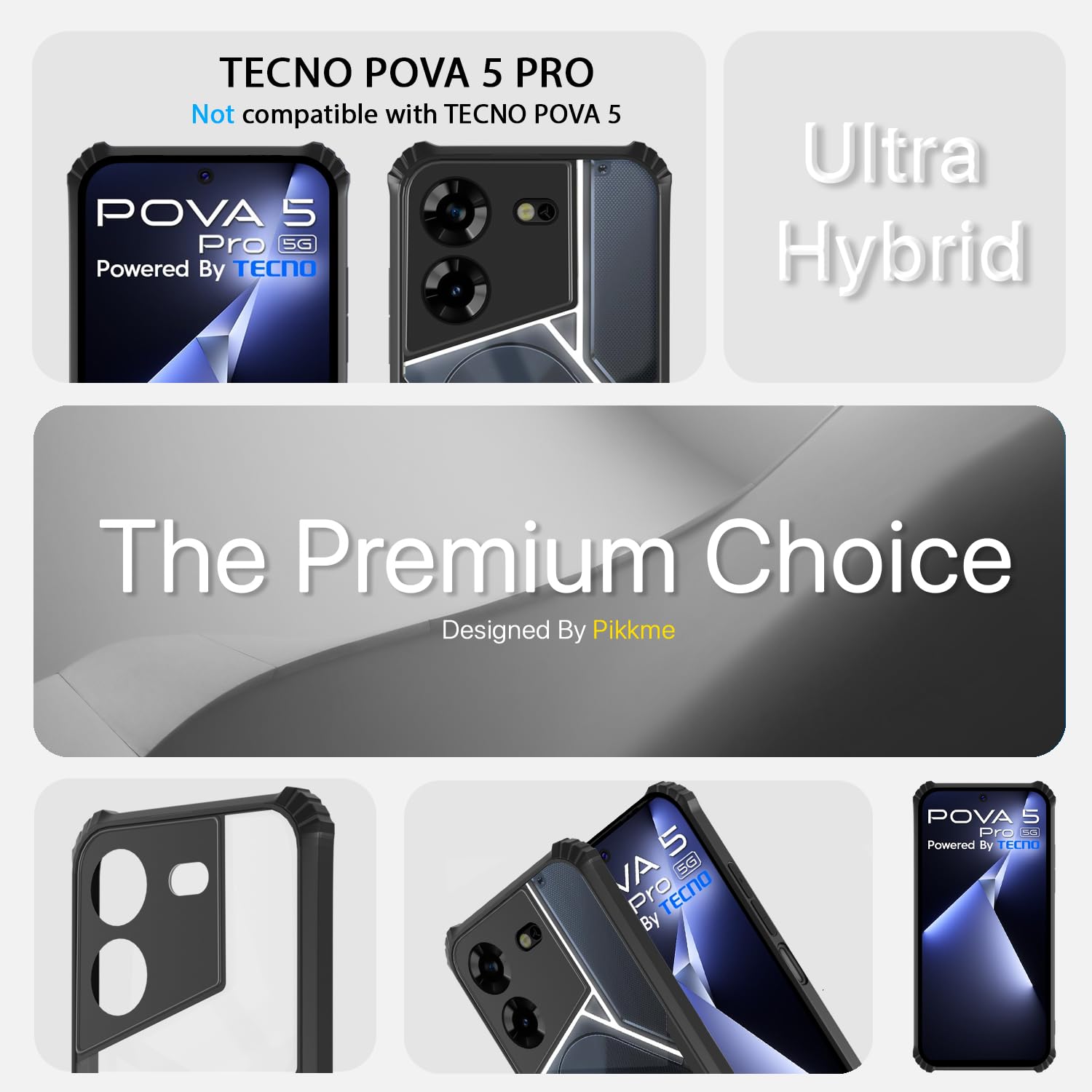 Tecno Pova 5/Pova 5 Pro 5G Clear mobile cover in black by Pikkme – photo 3