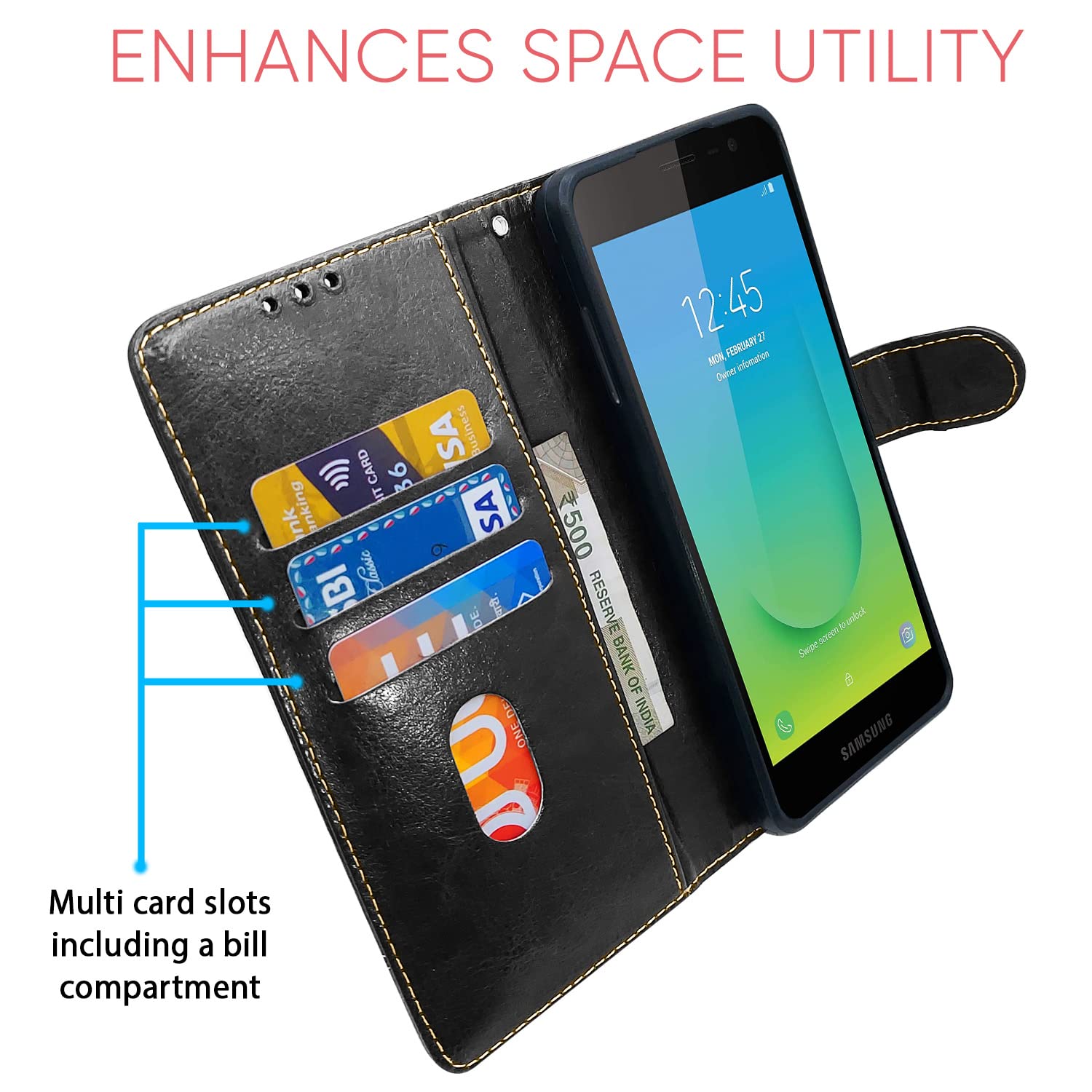 Pikkme black & brown Magnetic flip cover for Samsung J2 Core – photo 3