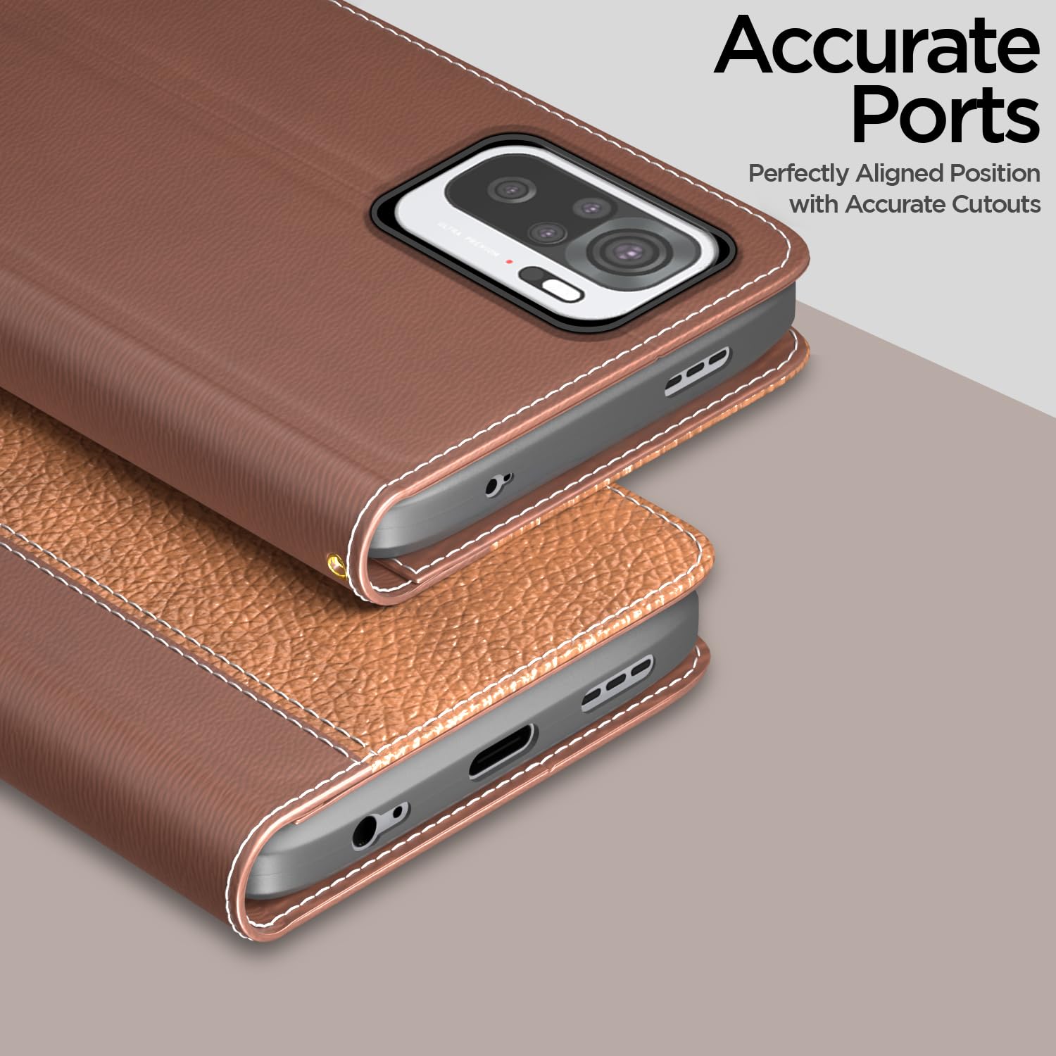Tan Wallet mobile flip cover for Redmi Note 10/10s/11 SE – Pikkme – photo 2