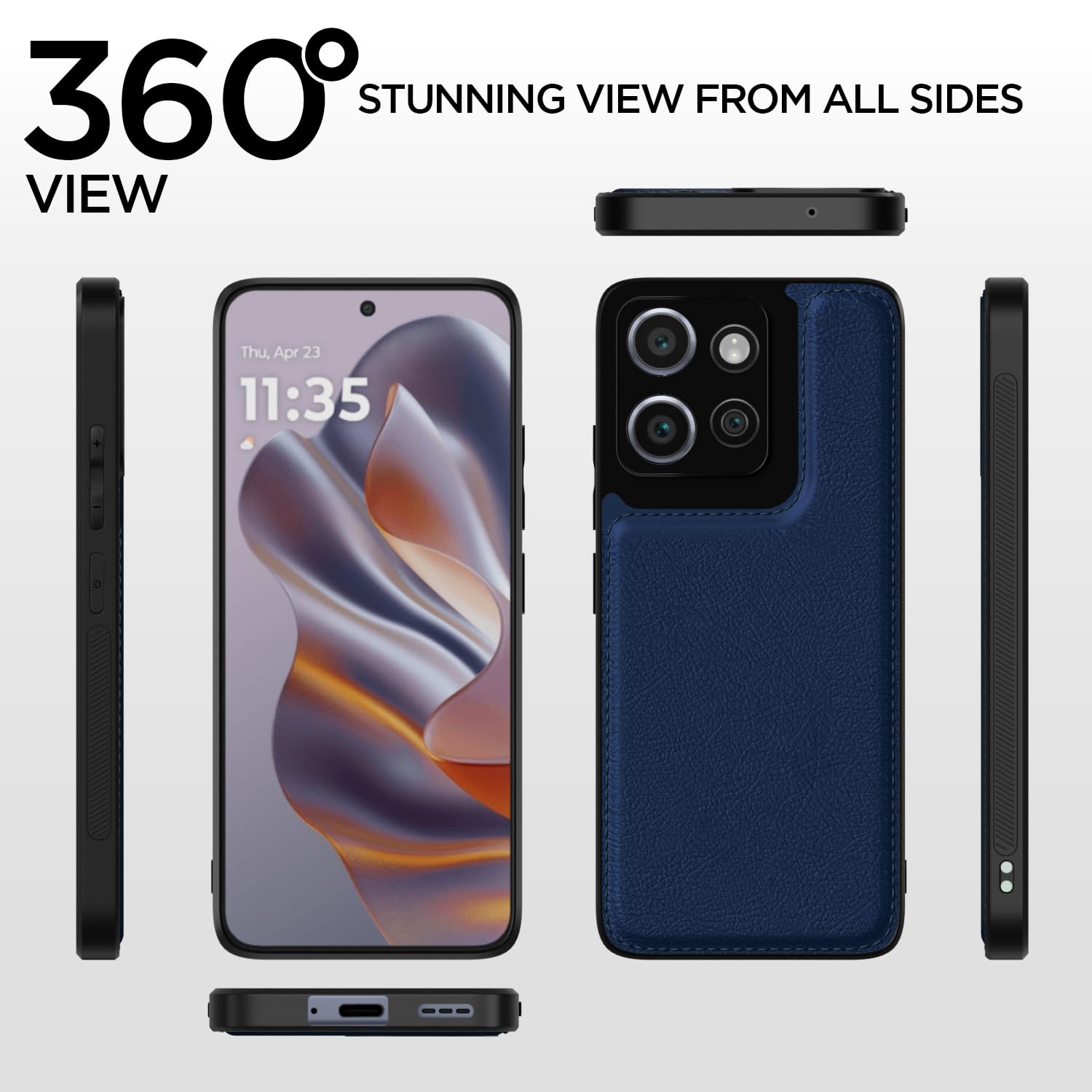 Pikkme Moto Edge 50 neo 5G Leather Back Case | Blue