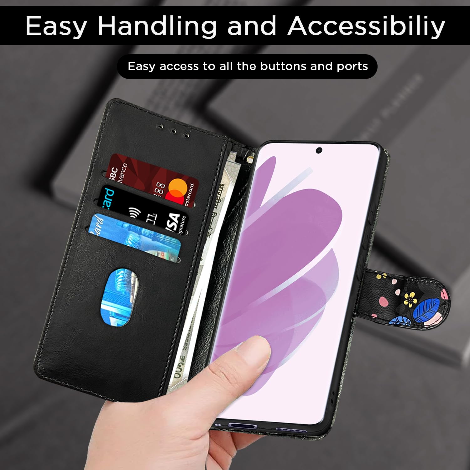 Black flower mobile flip cover for Redmi Note 14 Pro Plus 5G – Pikkme – photo 7