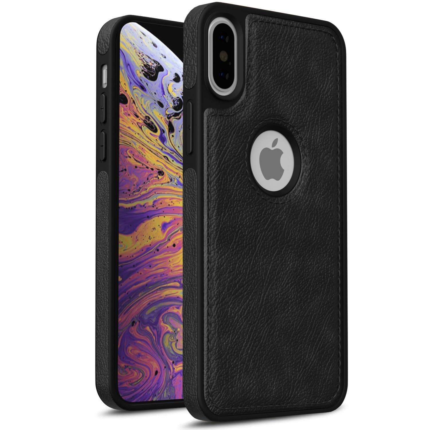 Pikkme iPhone Xs Max Flexible Pu Leather Back Cover | Black