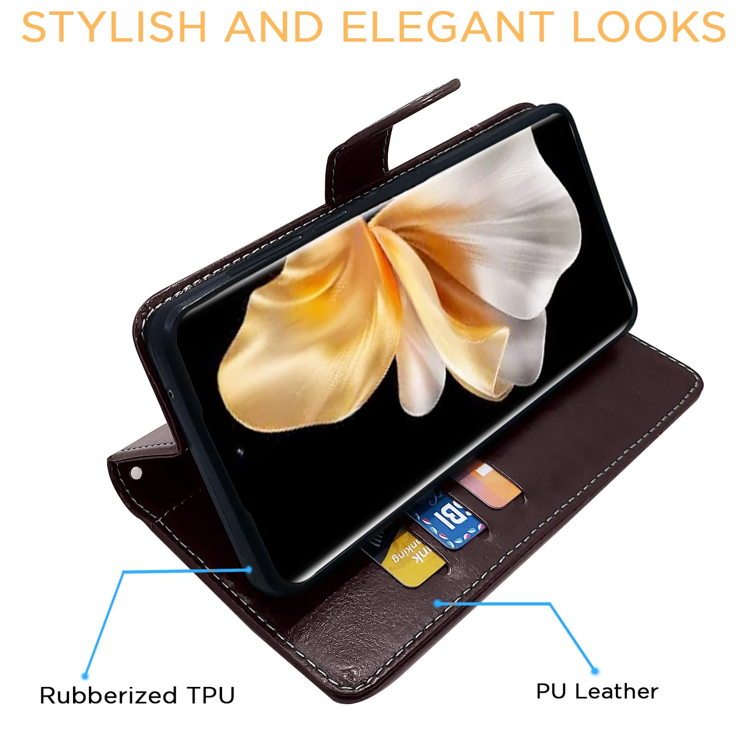 Pikkme Vivo V30 Pro 5G coffee wallet flip cover – photo 5