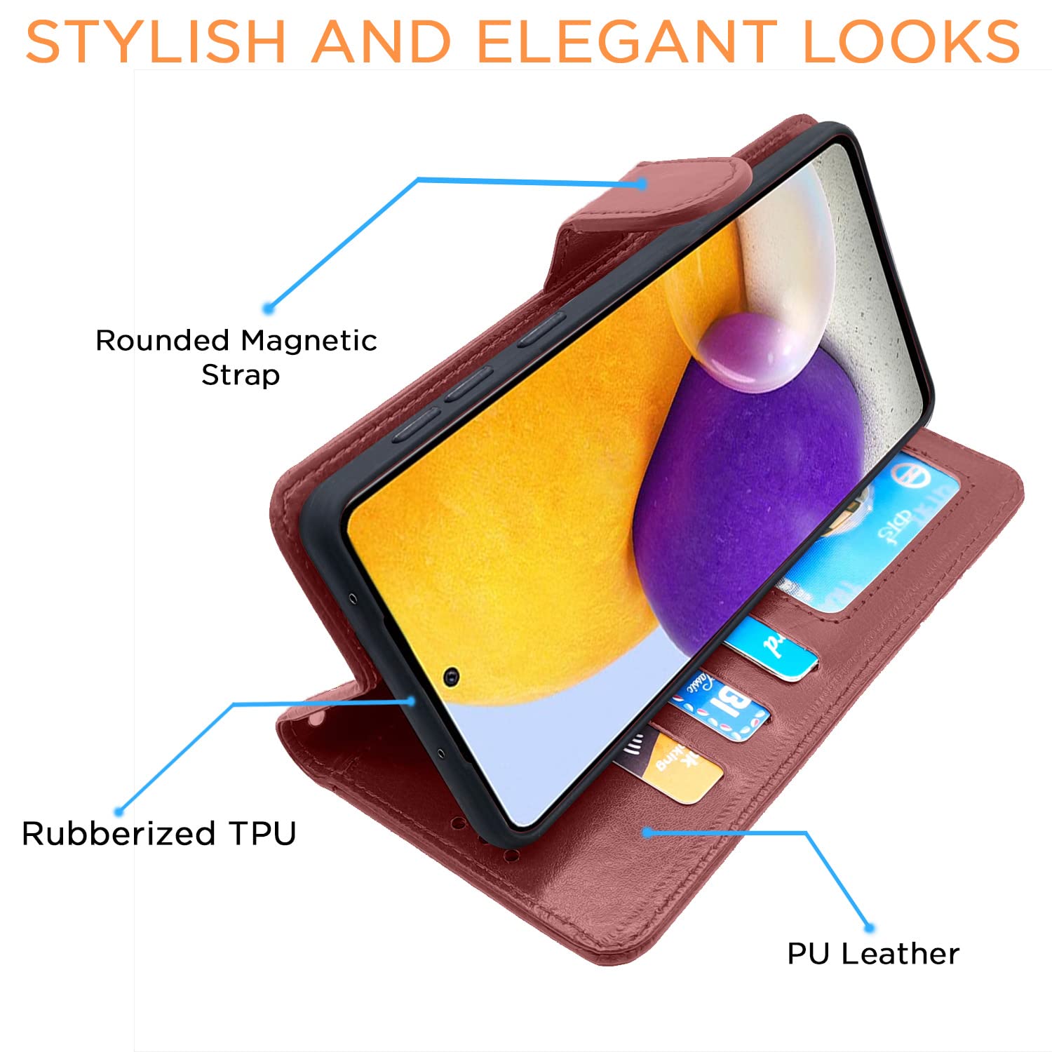 Pikkme Samsung A72 Vintage brown mobile flip cover – photo 5