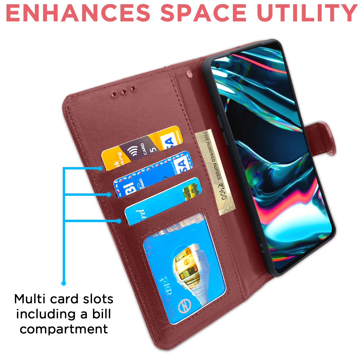 Brown Wallet wallet flip cover for Realme 7 Pro – Pikkme – photo 3