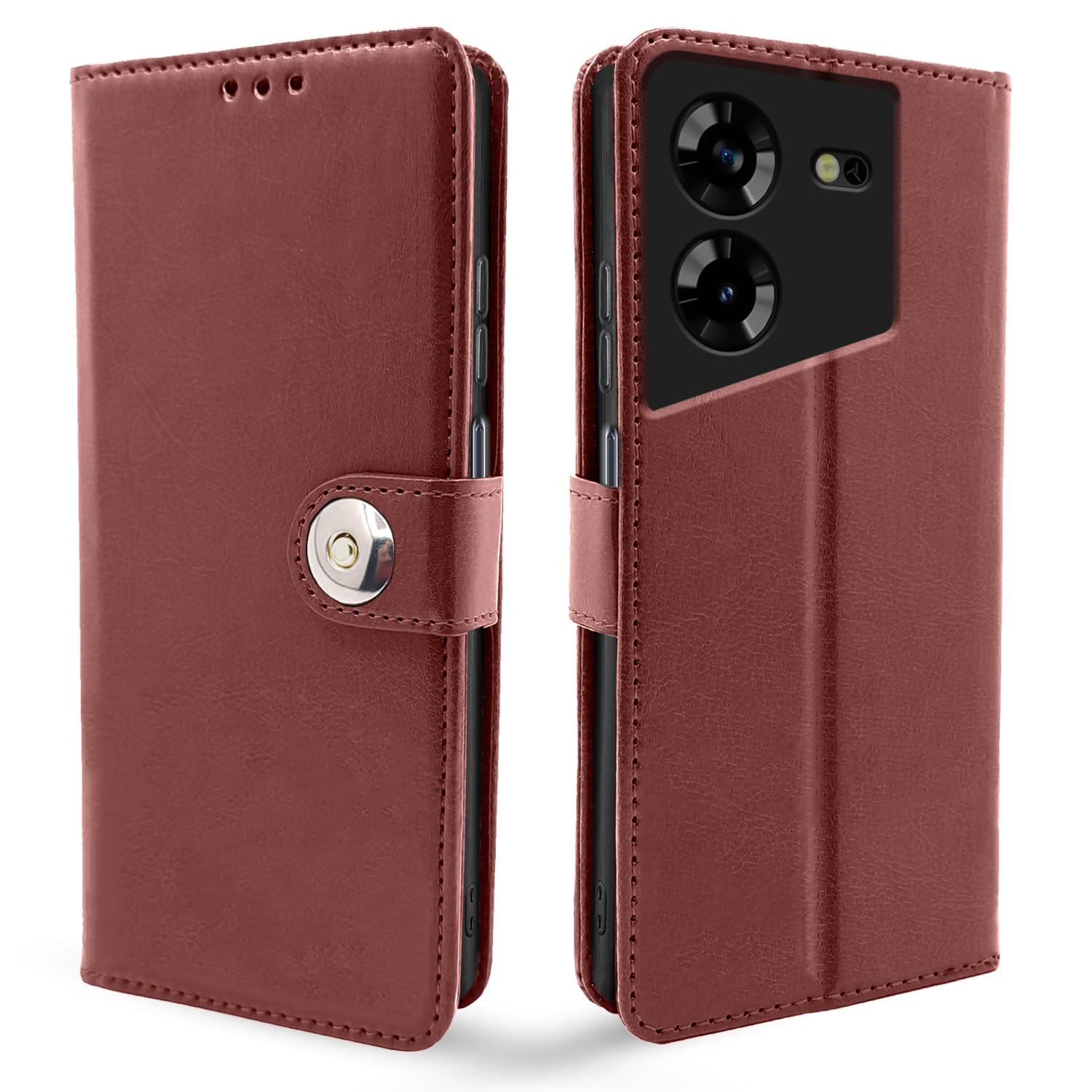 Tecno Pova 5/Pova 5 Pro 5G flip case in brown by Pikkme
