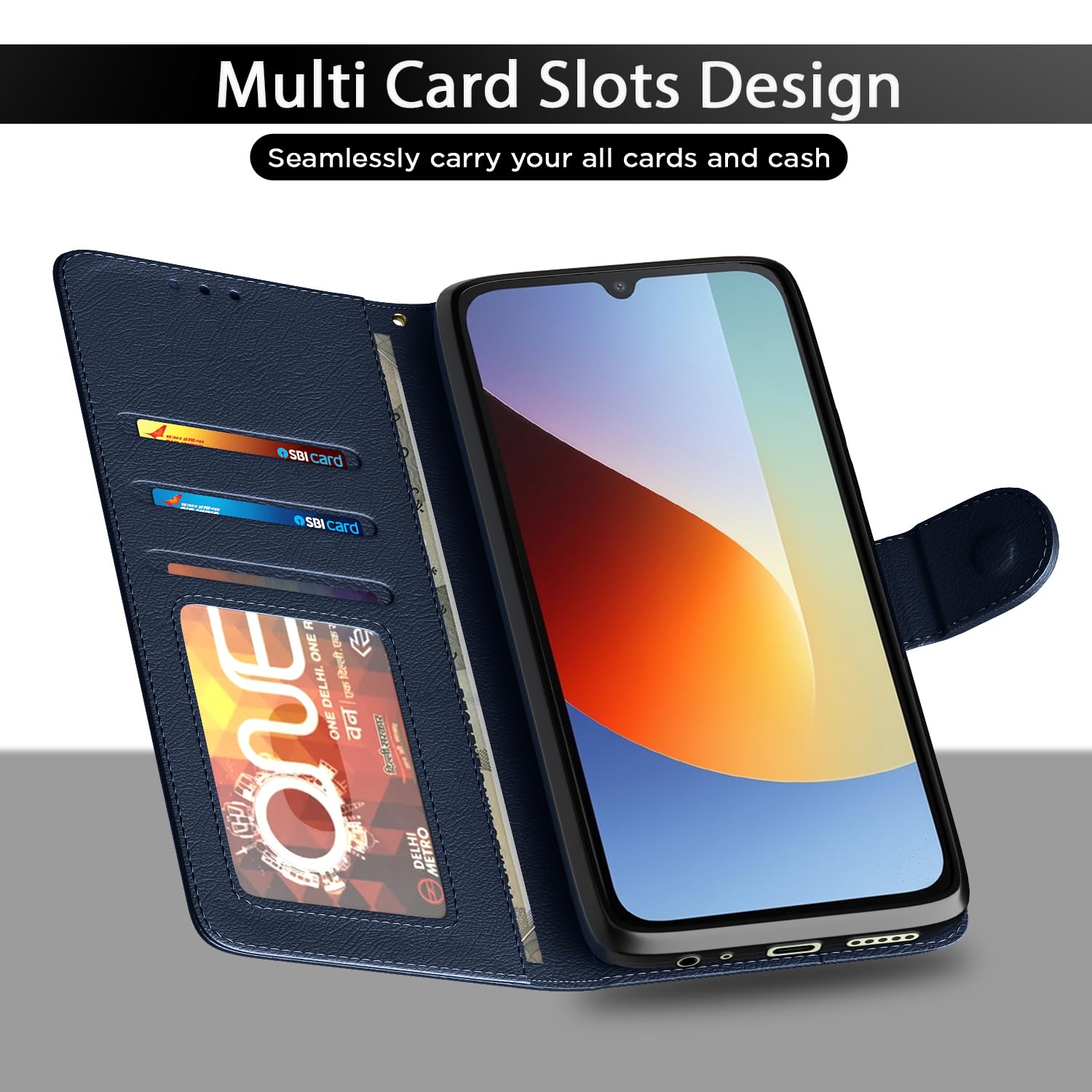 Redmi A7 Pro/Poco C85x 5G Wallet mobile flip cover in blue by Pikkme – photo 5