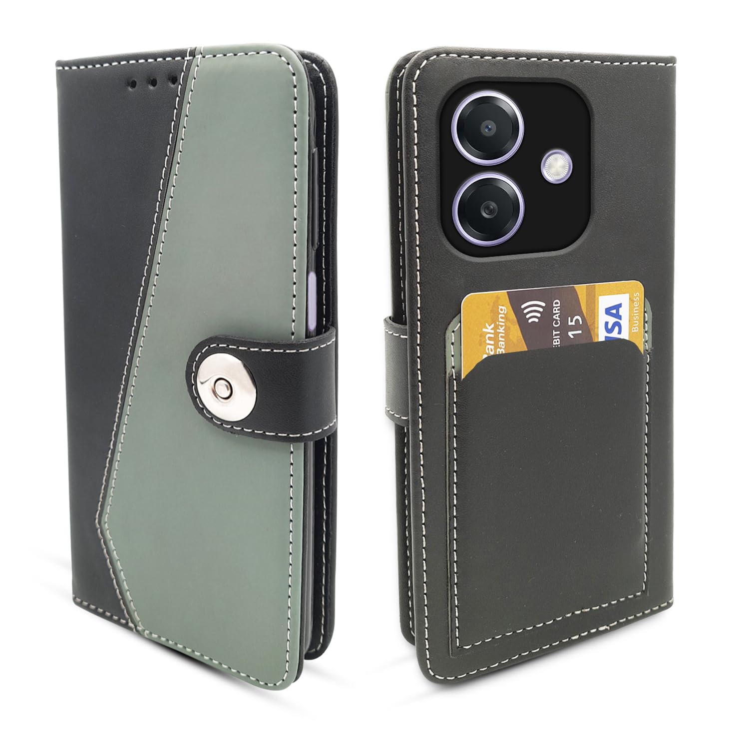 Oppo A3x 5G / A3x 4G / A3 5G Contrast Flip Cover  -Grey