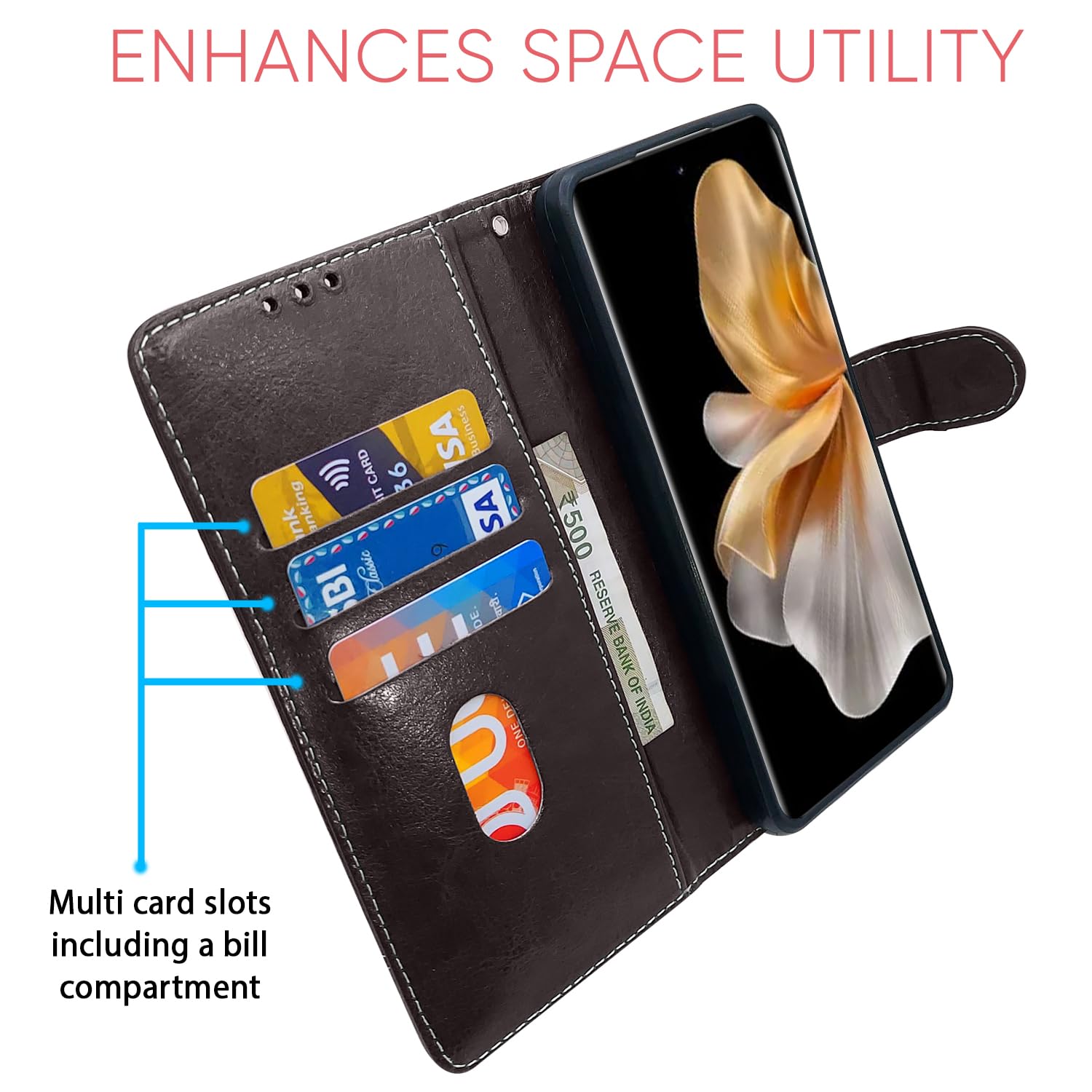 Pikkme coffee Contrast mobile flip cover for Vivo V30 Pro 5G – photo 4