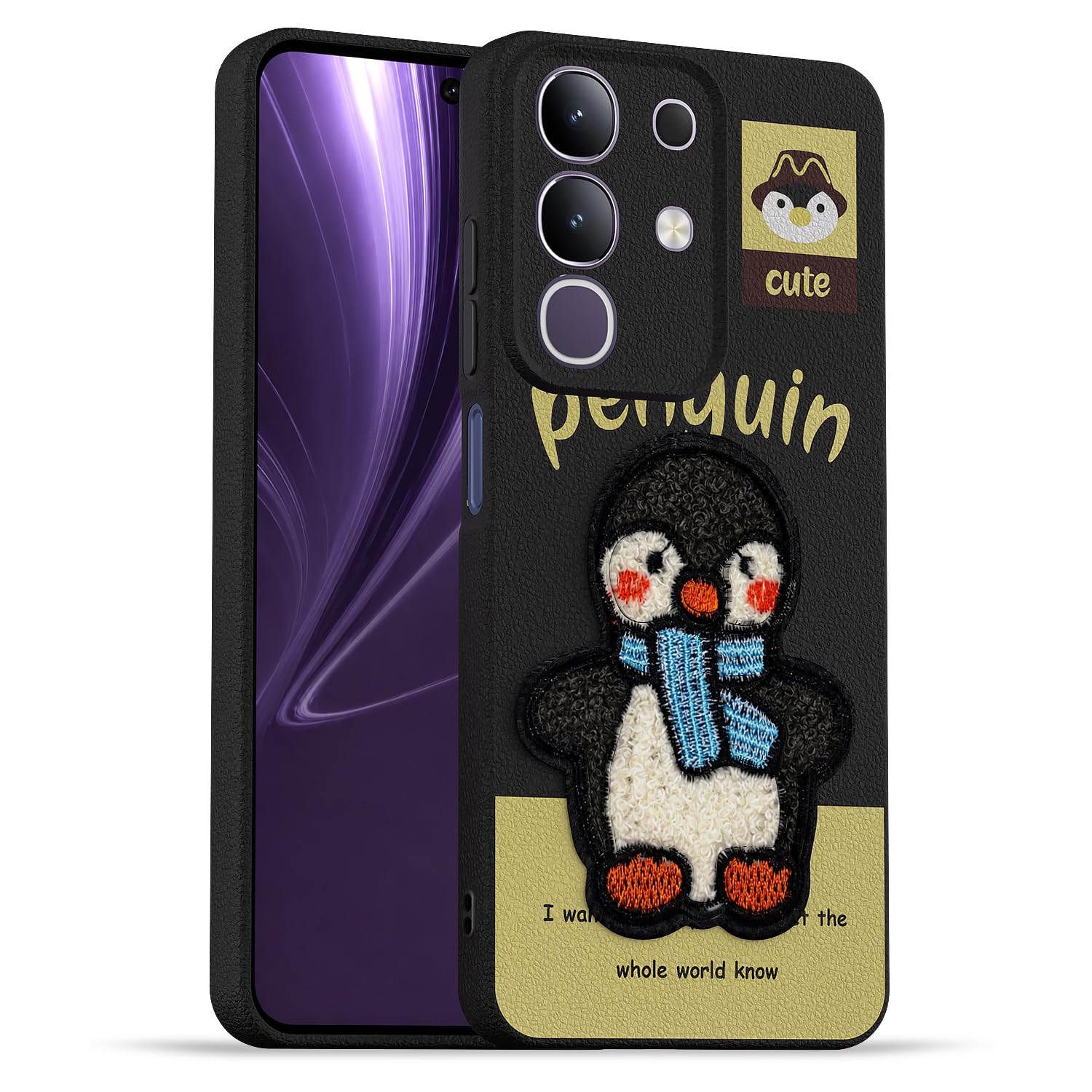 Black Plush Patch mobile cover for Vivo T4x/iQOO Z10x/Y31 Pro 5G – Pikkme
