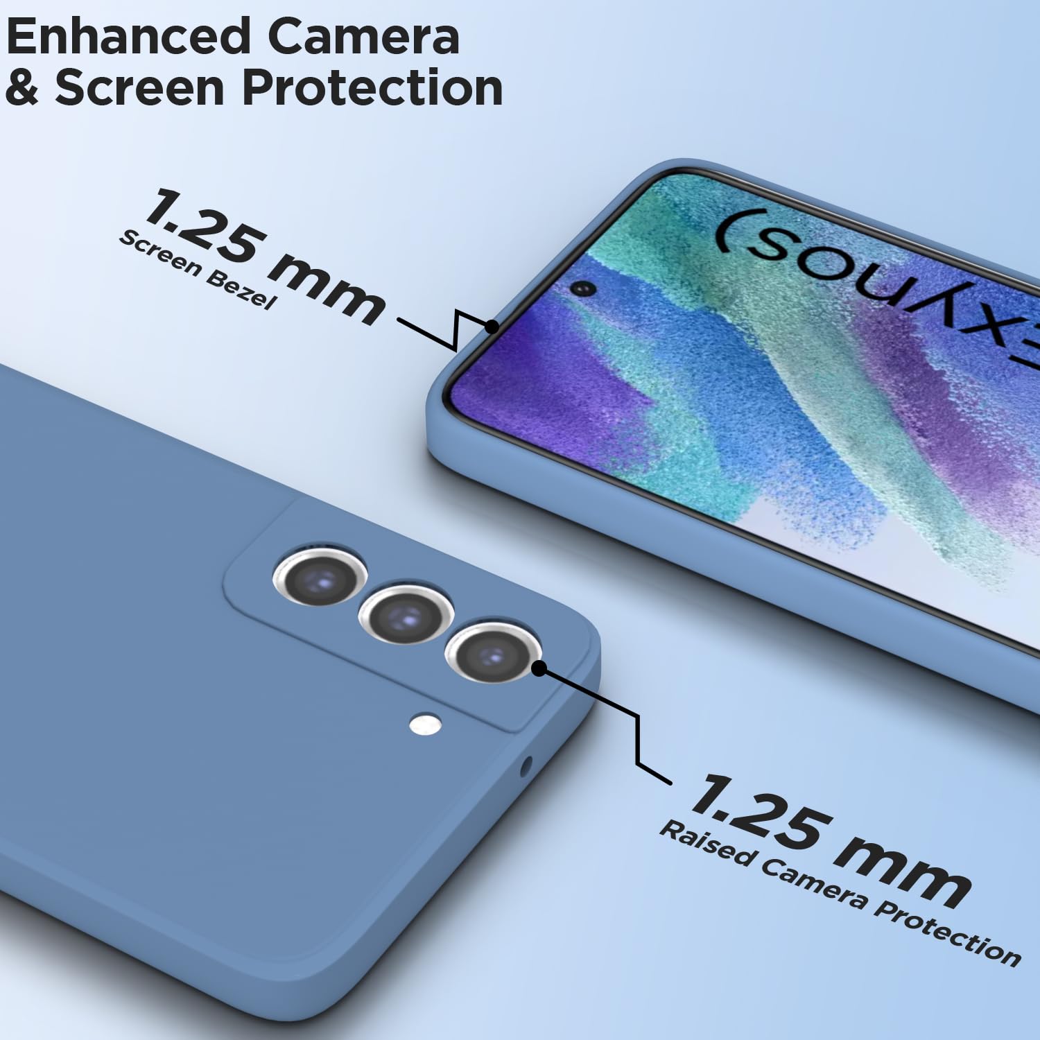 Pikkme Samsung Galaxy S21 FE 5G Soft Matte Silicone Shockproof Case (Aqua Blue)